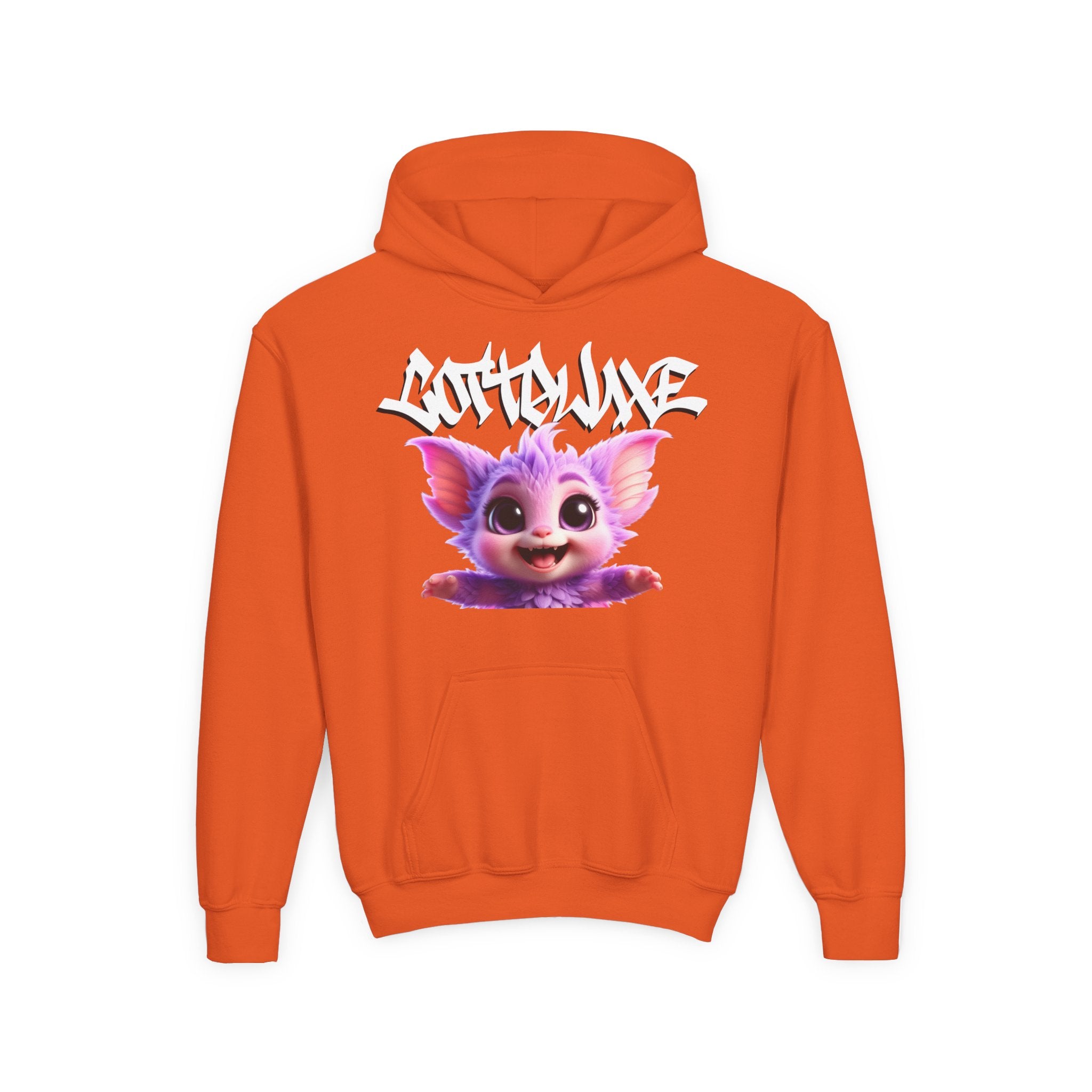 Cute Purple Bat Youth Hoodie — COTTOLUXE Cartoon Creature Graphic