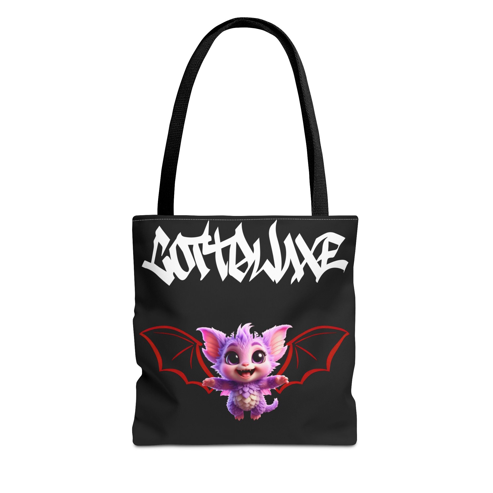 Cute Purple Bat Baby Tote Bag, Cute Green Dragon Tote Bag, logo "COTTOLUXE"
