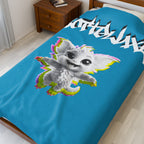 Gothique Script Logo Velveteen Plush Blanket, White Graffiti Text, logo "COTTOLUXE"