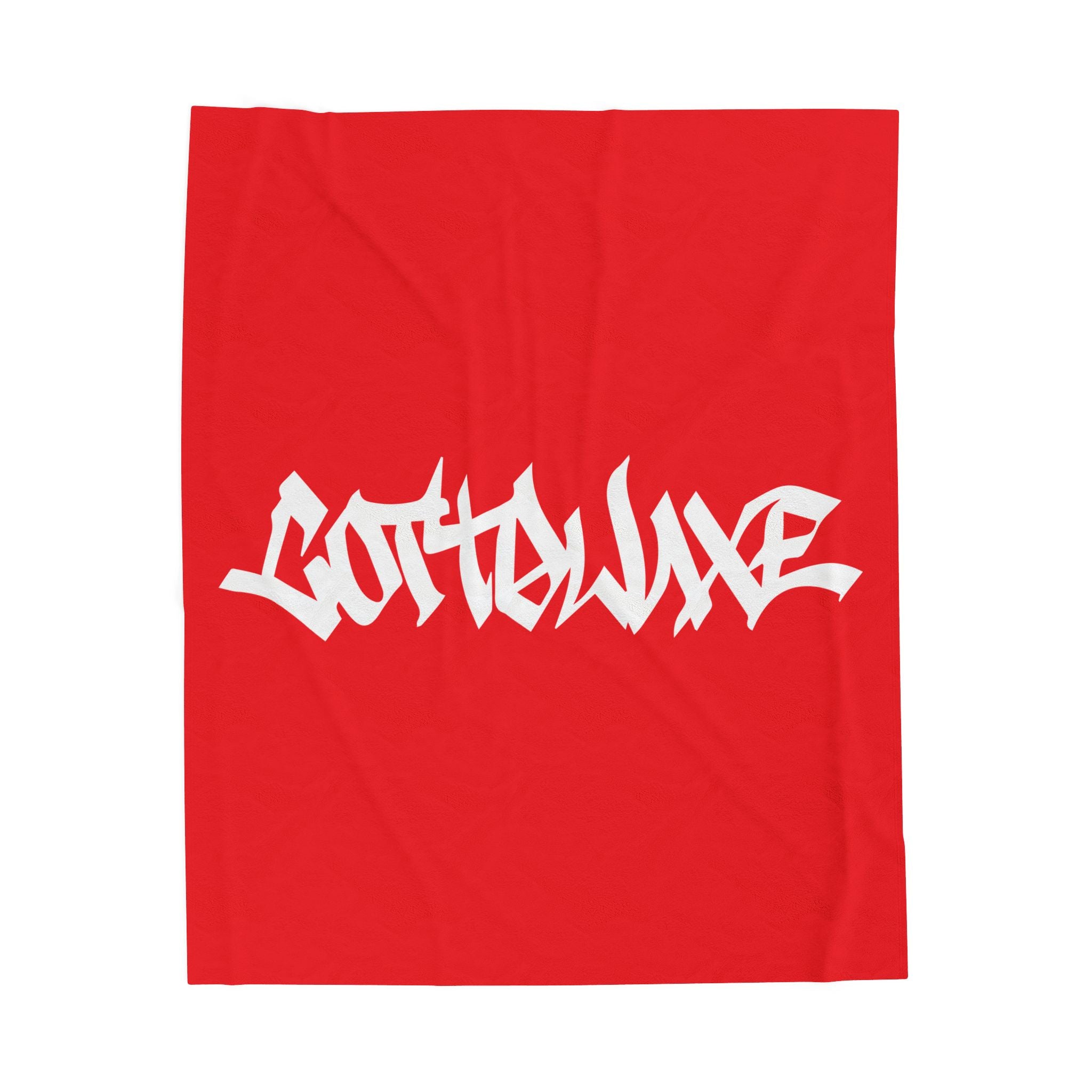 Gothique Script Logo Velveteen Plush Blanket, Black Graffiti Text, logo "COTTOLUXE"