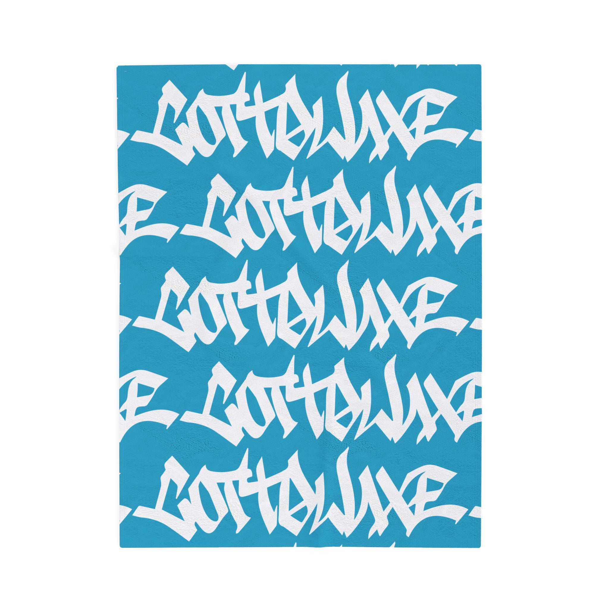 Gothique Script Logo Velveteen Plush Blanket, Black Graffiti Text, logo "COTTOLUXE"