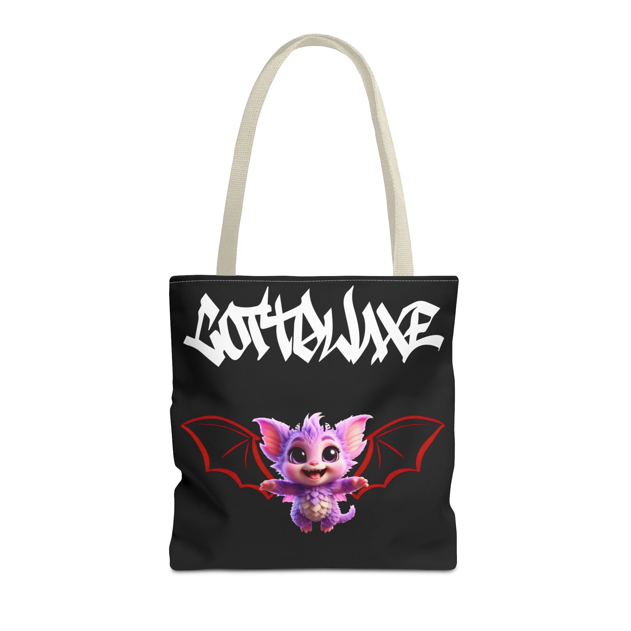 Cute Purple Bat Baby Tote Bag, Cute Green Dragon Tote Bag, logo "COTTOLUXE"