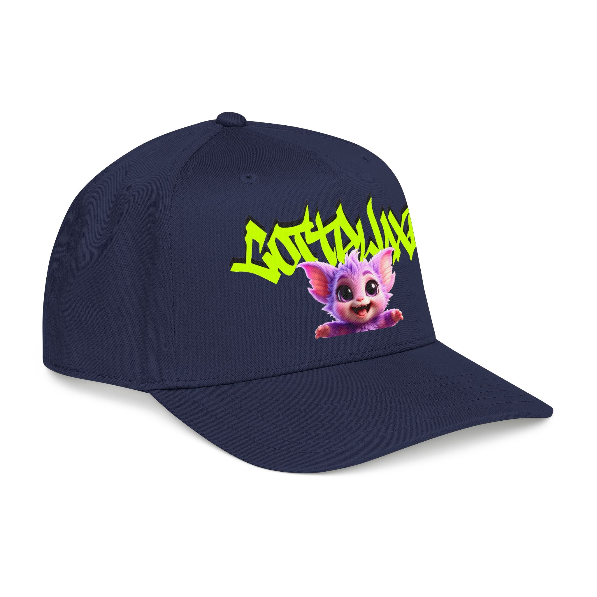 Cute Purple Creature Graphic Mid Profile Baseball Cap Cartoon Character COTTOLUXE