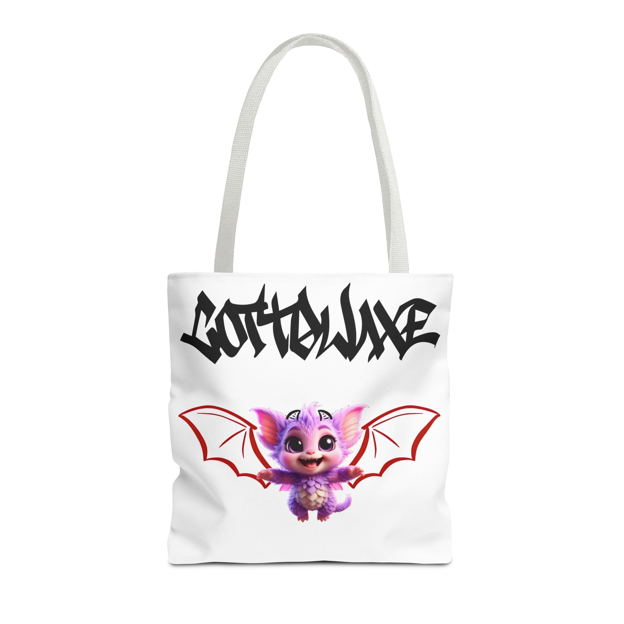 Cute Purple Bat Baby Tote Bag, Cute Green Dragon Tote Bag, logo "COTTOLUXE"