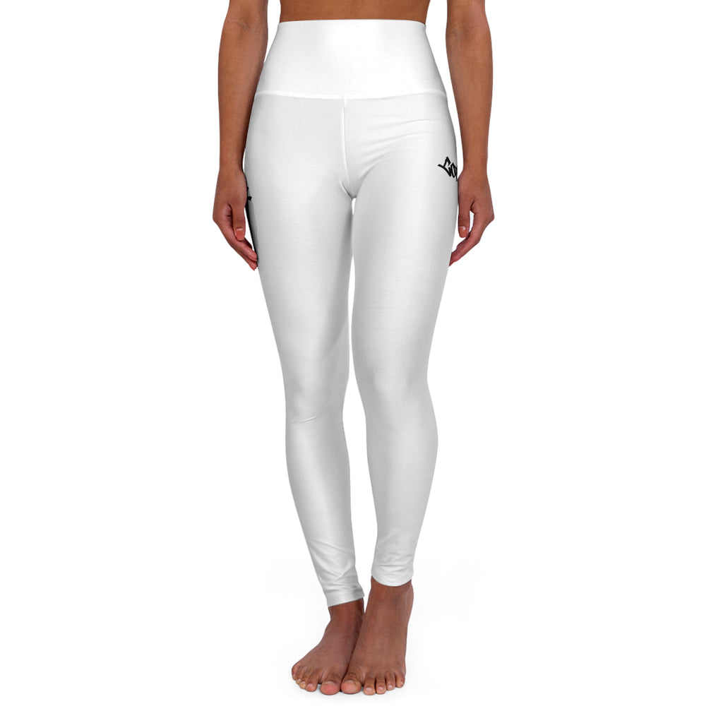 COTTOLUXE High-Waisted Yoga Leggings, White AOP with Black Graffiti Accent