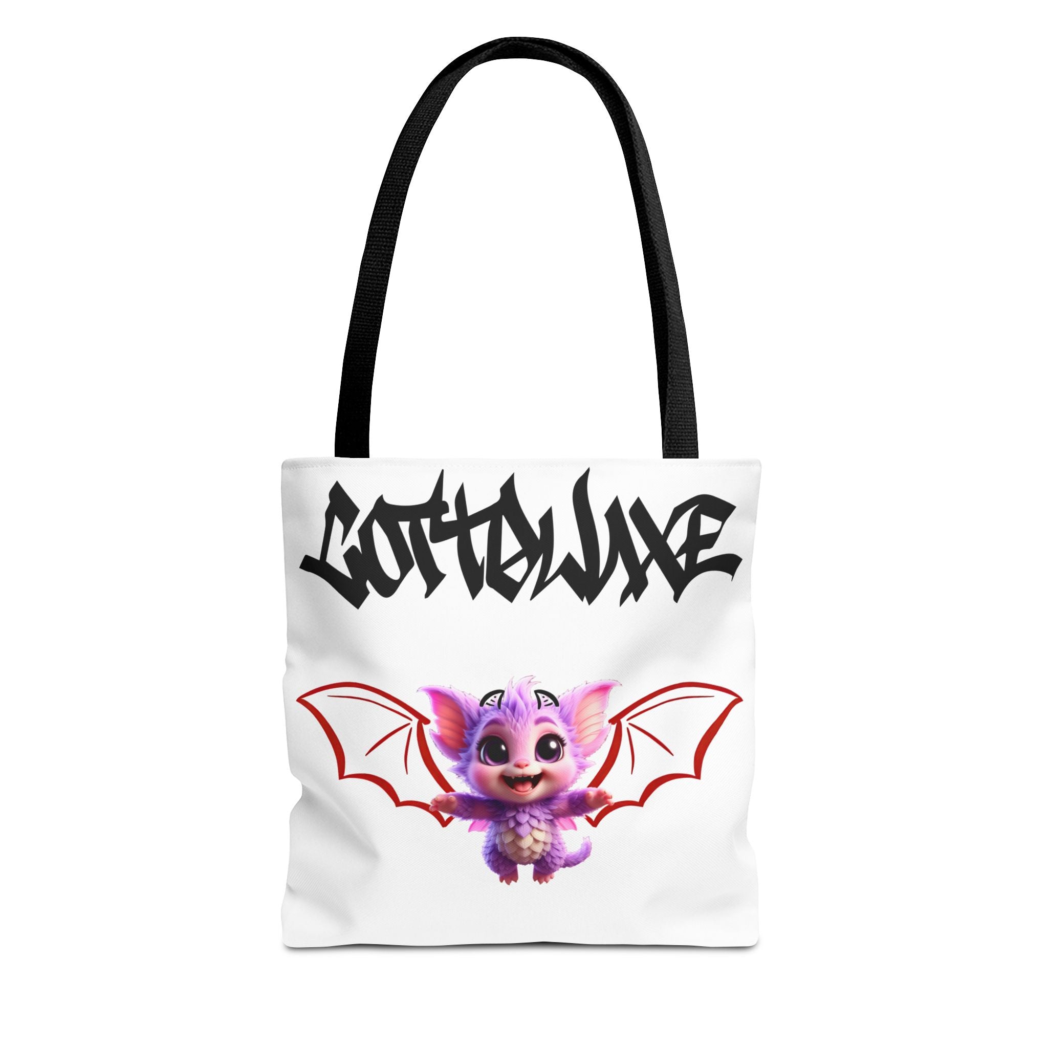 Cute Purple Bat Baby Tote Bag, Cute Green Dragon Tote Bag, logo "COTTOLUXE"