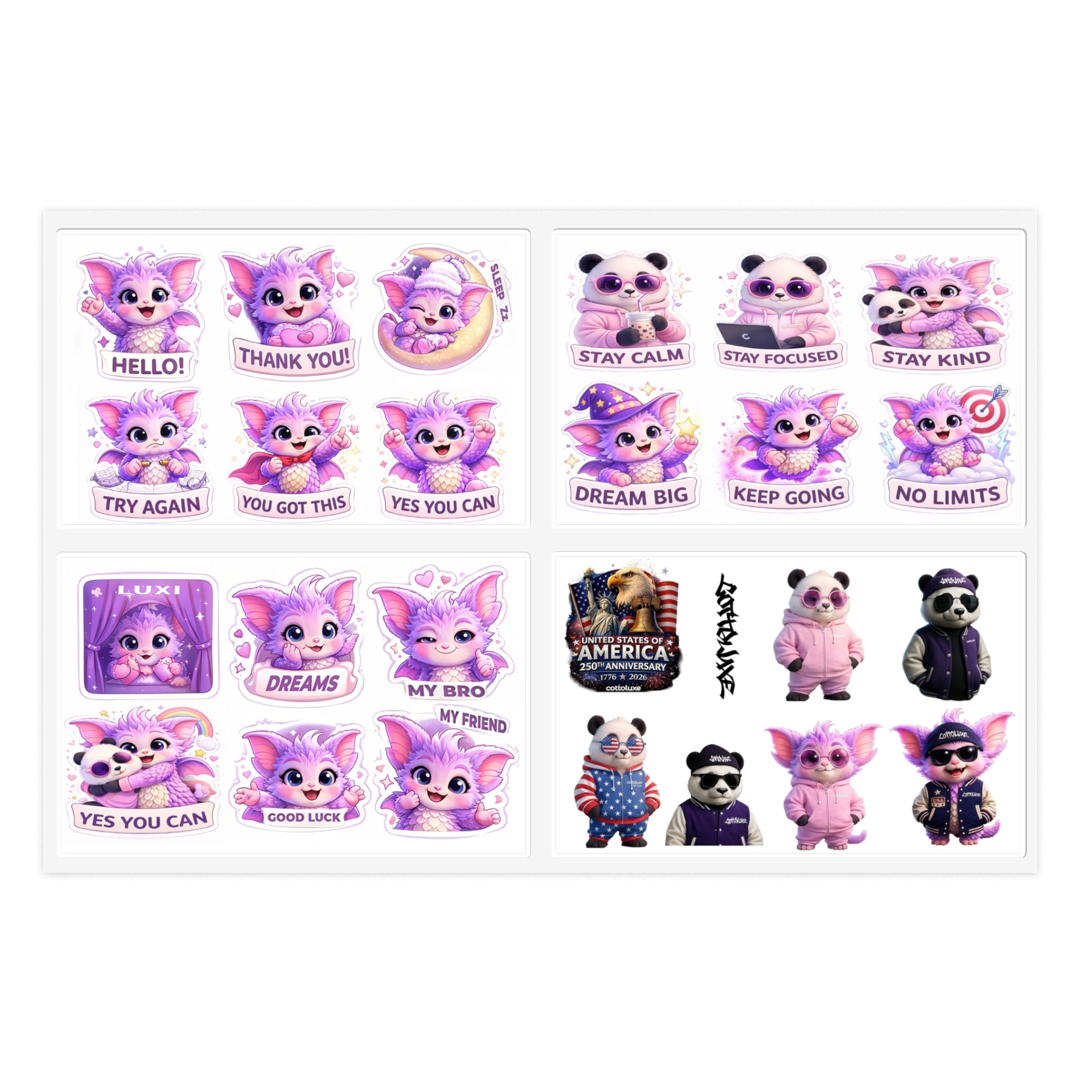 COTTOLUXE Cute Purple Yume Kawaii Sticker Sheets