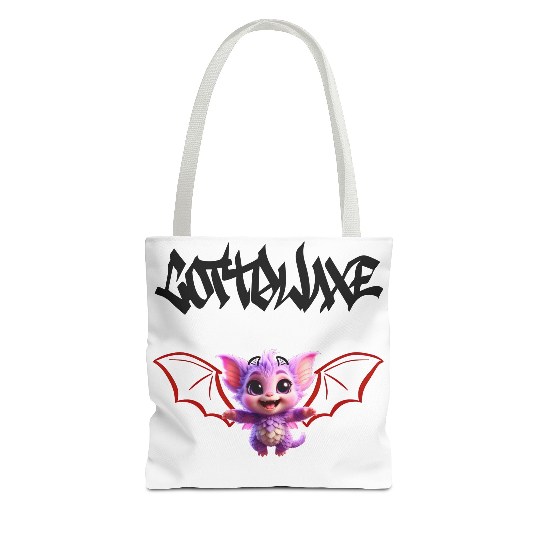 Cute Purple Bat Baby Tote Bag, Cute Green Dragon Tote Bag, logo "COTTOLUXE"