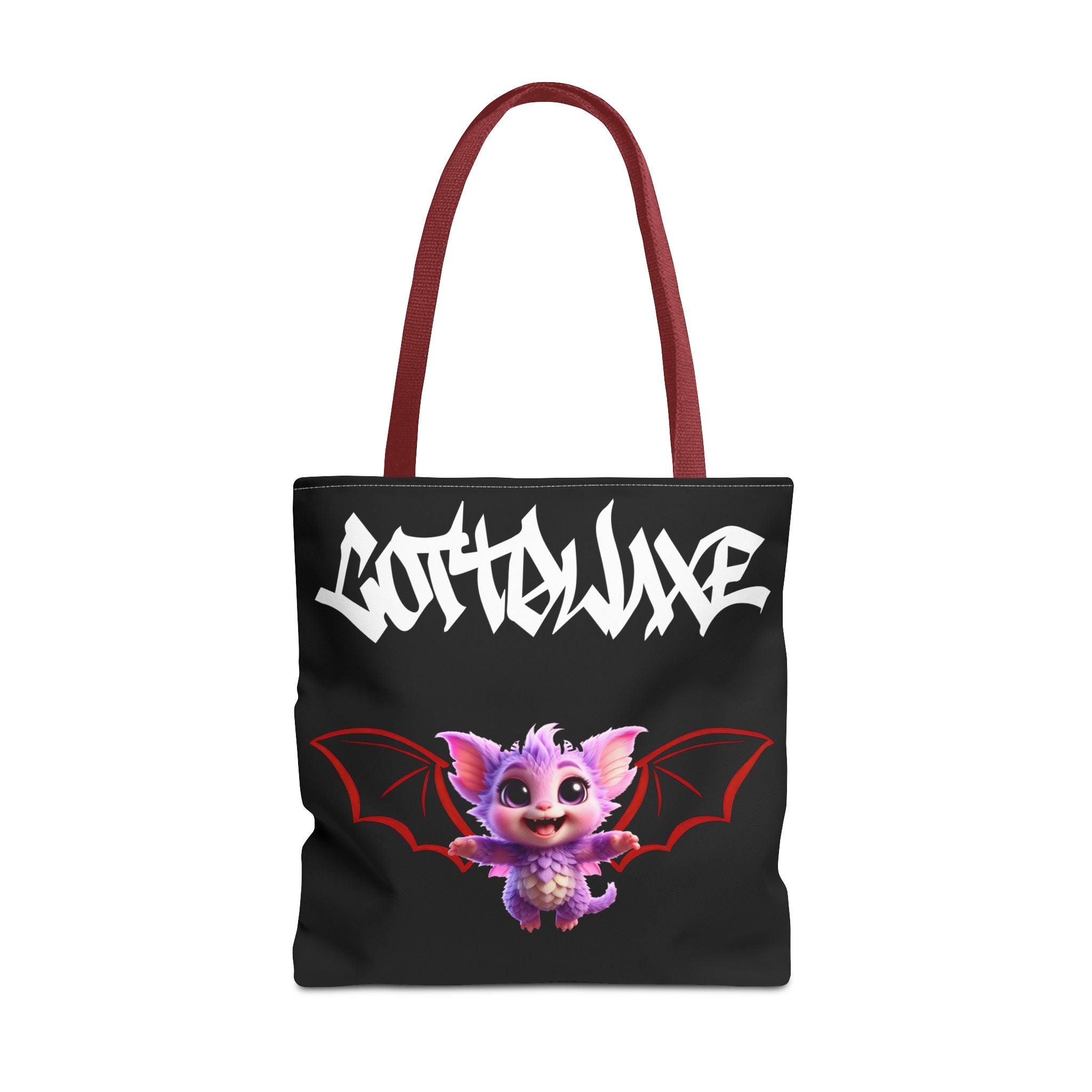 Cute Purple Bat Baby Tote Bag, Cute Green Dragon Tote Bag, logo "COTTOLUXE"