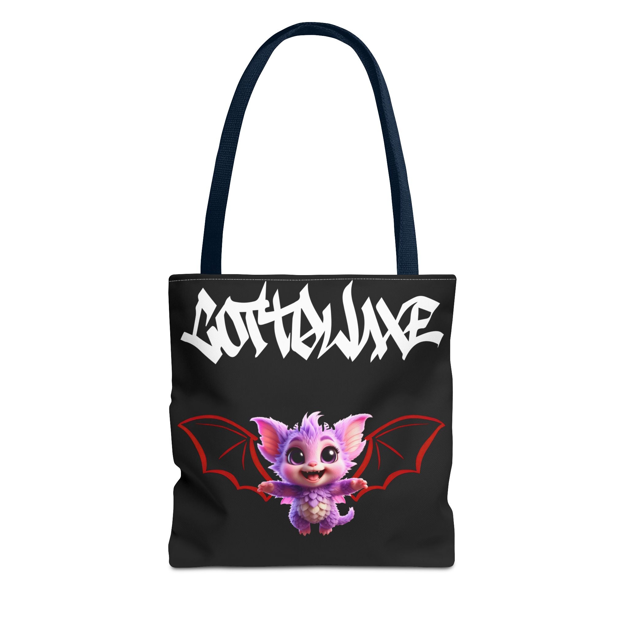 Cute Purple Bat Baby Tote Bag, Cute Green Dragon Tote Bag, logo "COTTOLUXE"
