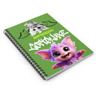 Cute Purple Fantasy Creature Spiral Notebook Ruled Journal, Green COTTOLUXE
