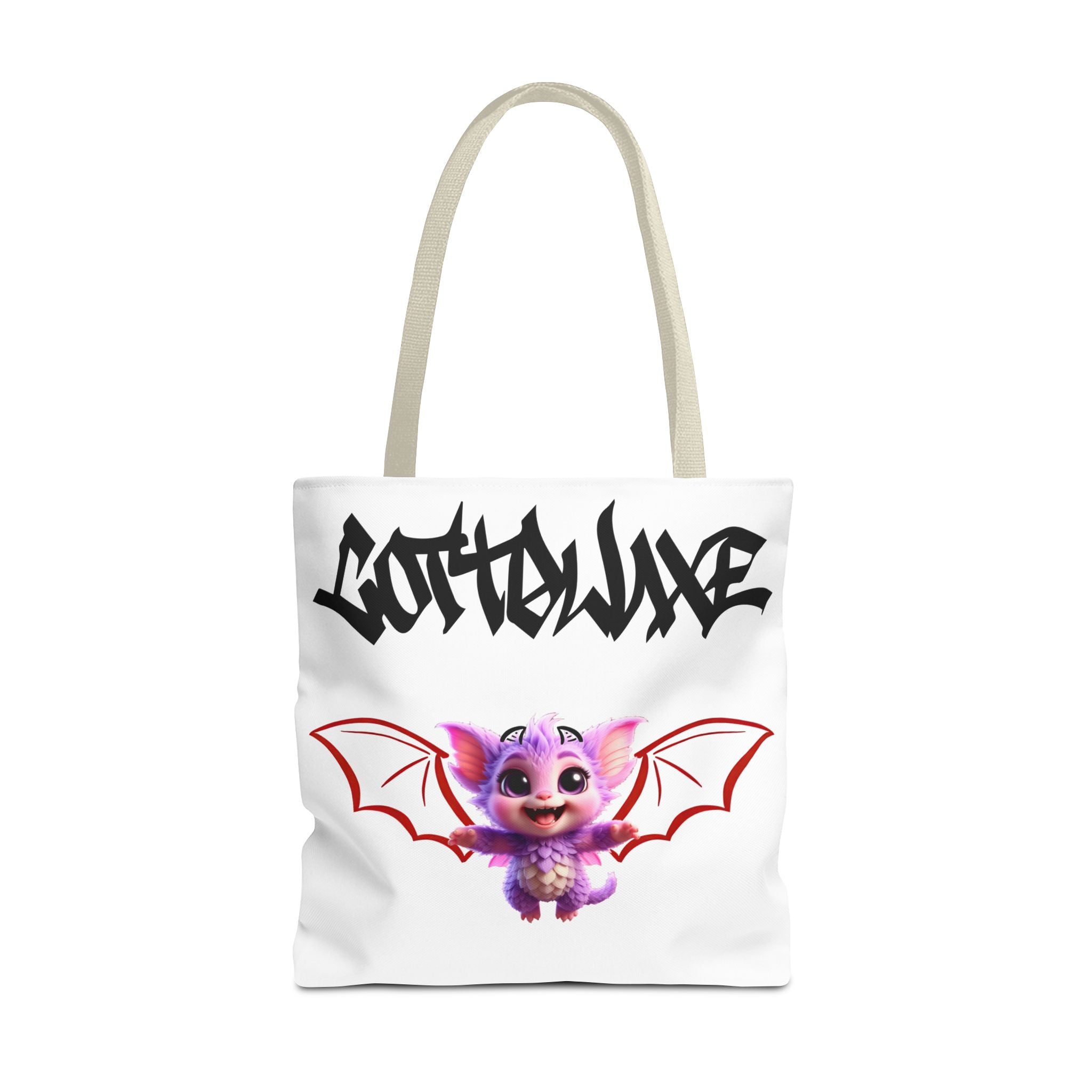 Cute Purple Bat Baby Tote Bag, Cute Green Dragon Tote Bag, logo "COTTOLUXE"