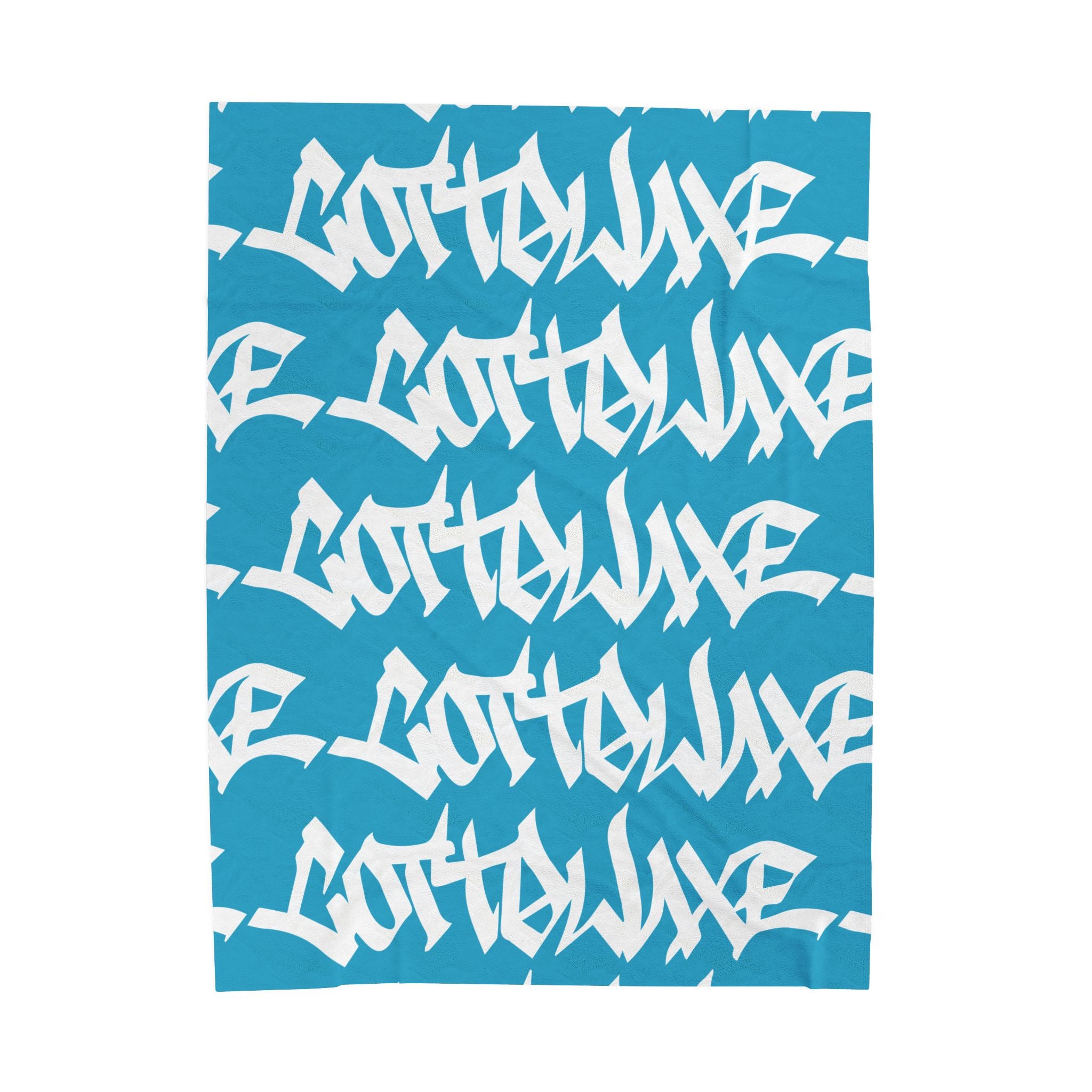 Gothique Script Logo Velveteen Plush Blanket, Black Graffiti Text, logo "COTTOLUXE"