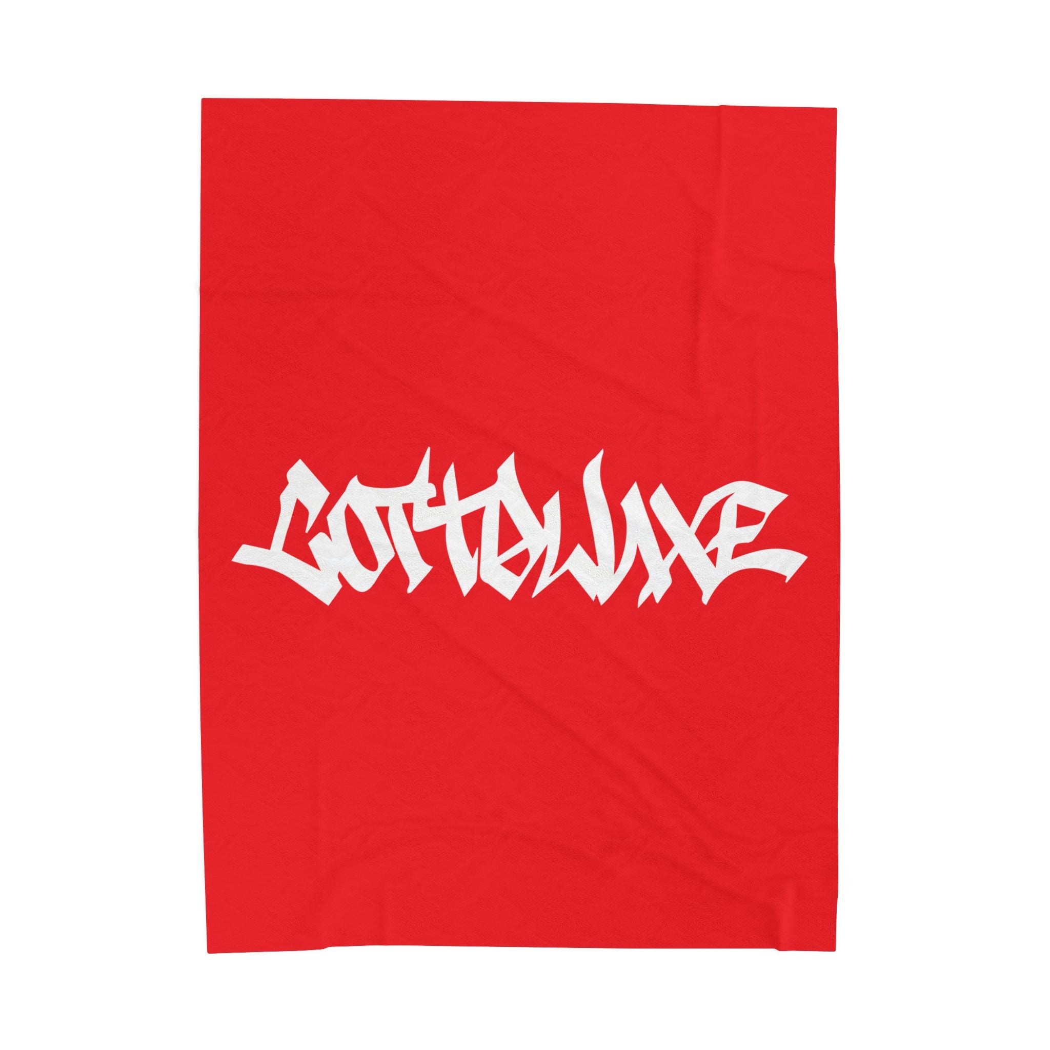 Gothique Script Logo Velveteen Plush Blanket, Black Graffiti Text, logo "COTTOLUXE"