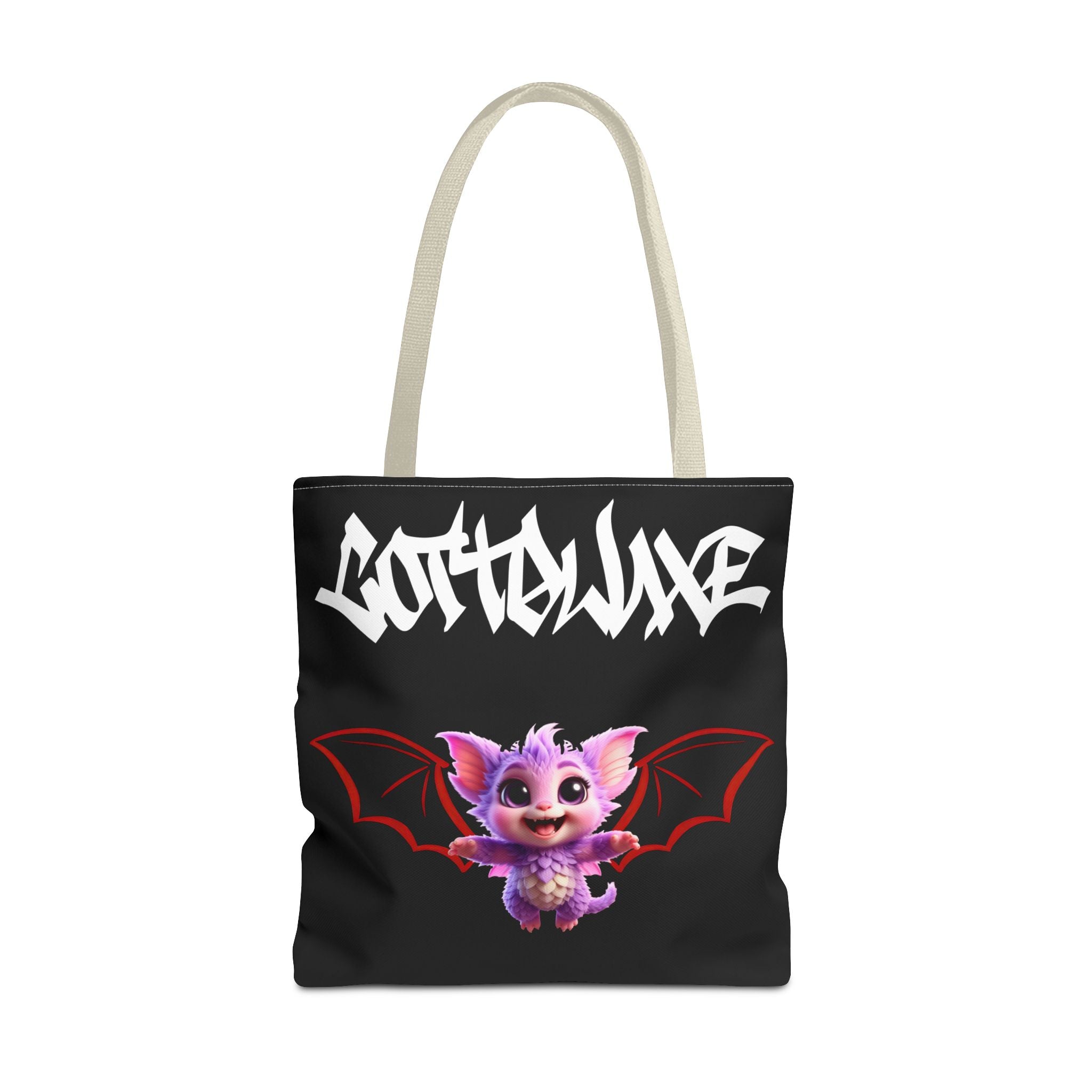 Cute Purple Bat Baby Tote Bag, Cute Green Dragon Tote Bag, logo "COTTOLUXE"