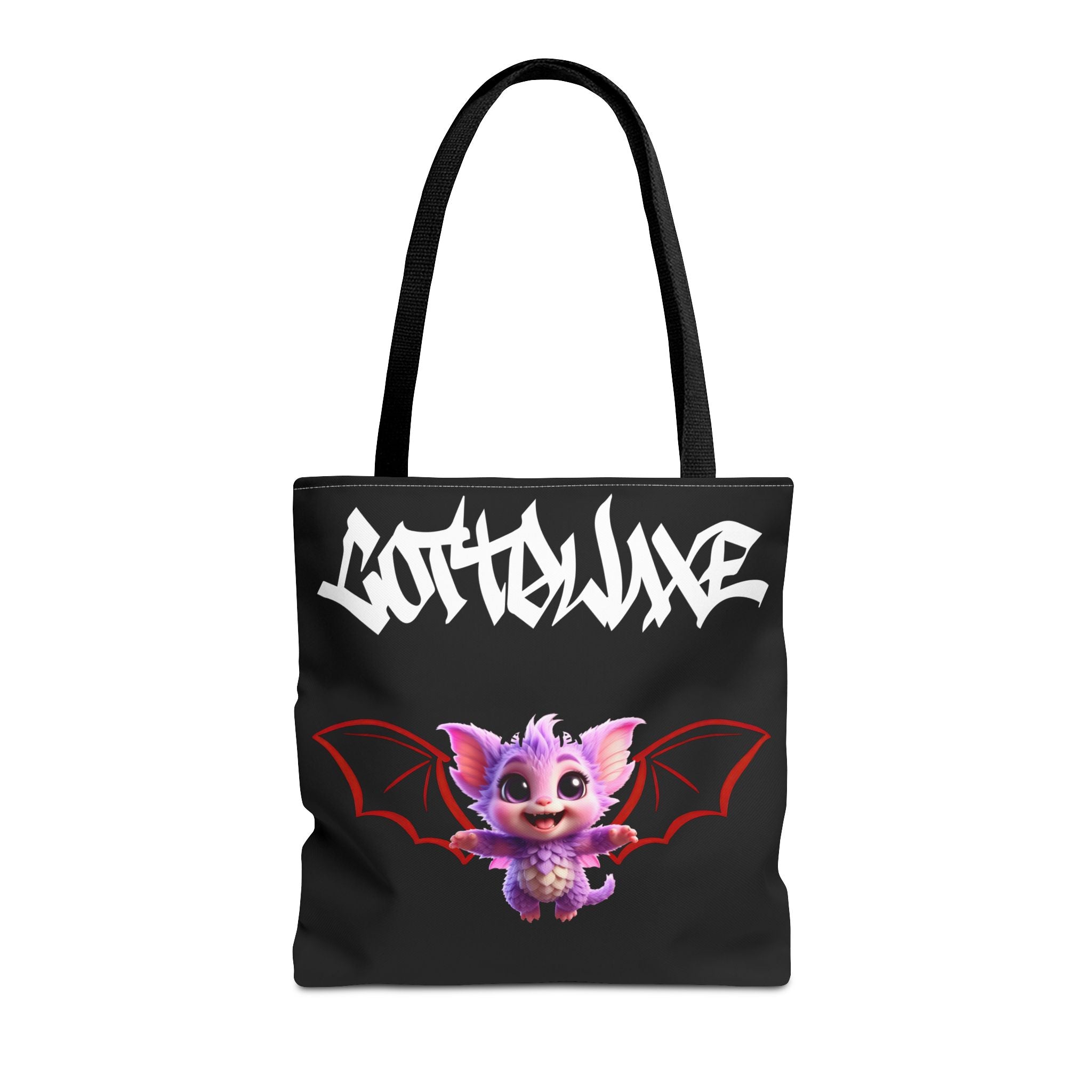 Cute Purple Bat Baby Tote Bag, Cute Green Dragon Tote Bag, logo "COTTOLUXE"