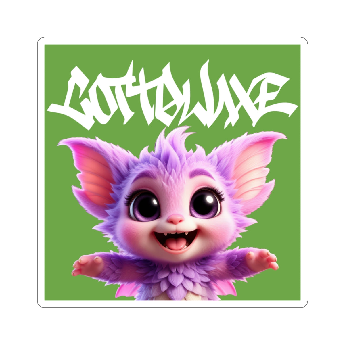 Cute Purple Furry Creature Kiss-Cut Sticker Square Laptop Decal COTTOLUXE