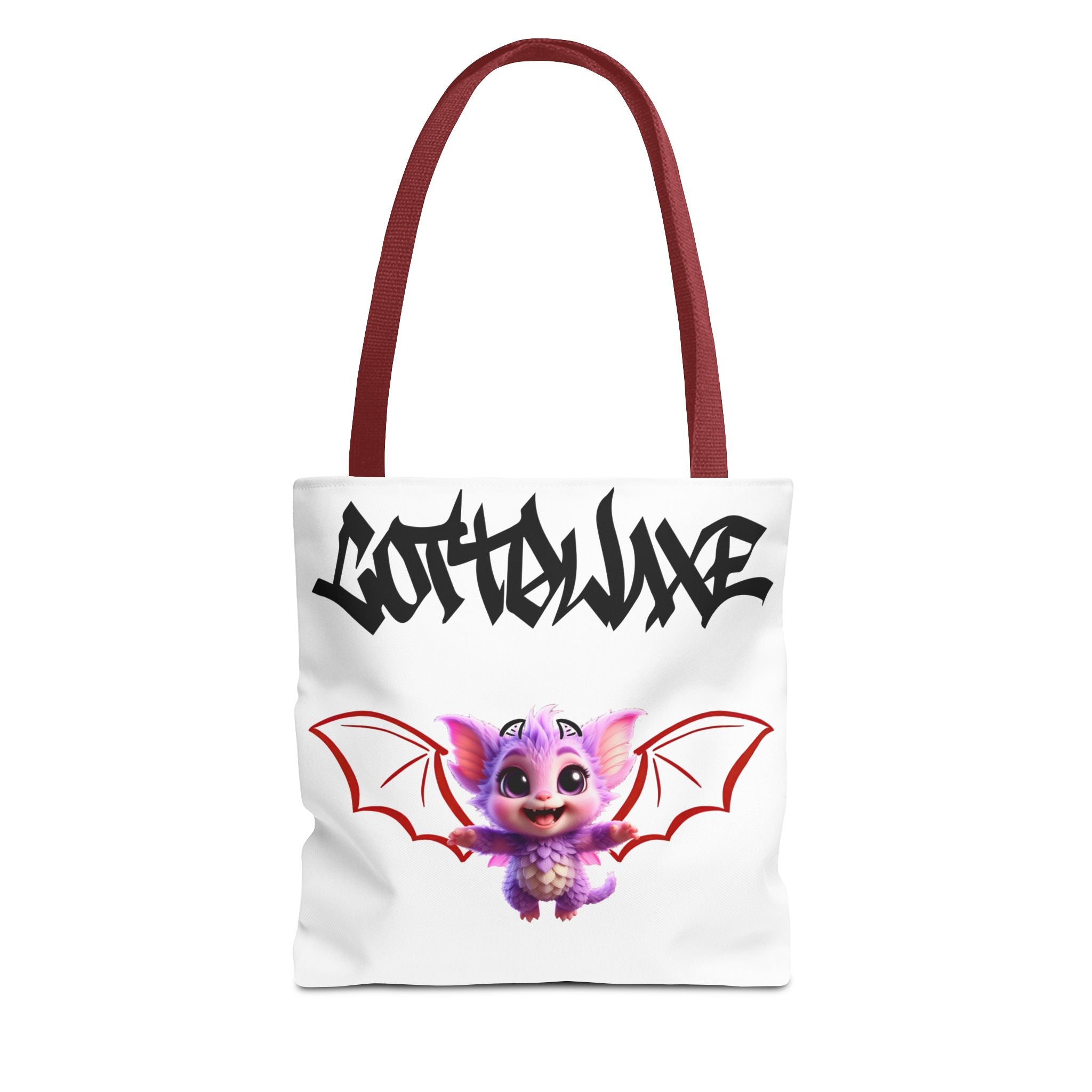 Cute Purple Bat Baby Tote Bag, Cute Green Dragon Tote Bag, logo "COTTOLUXE"