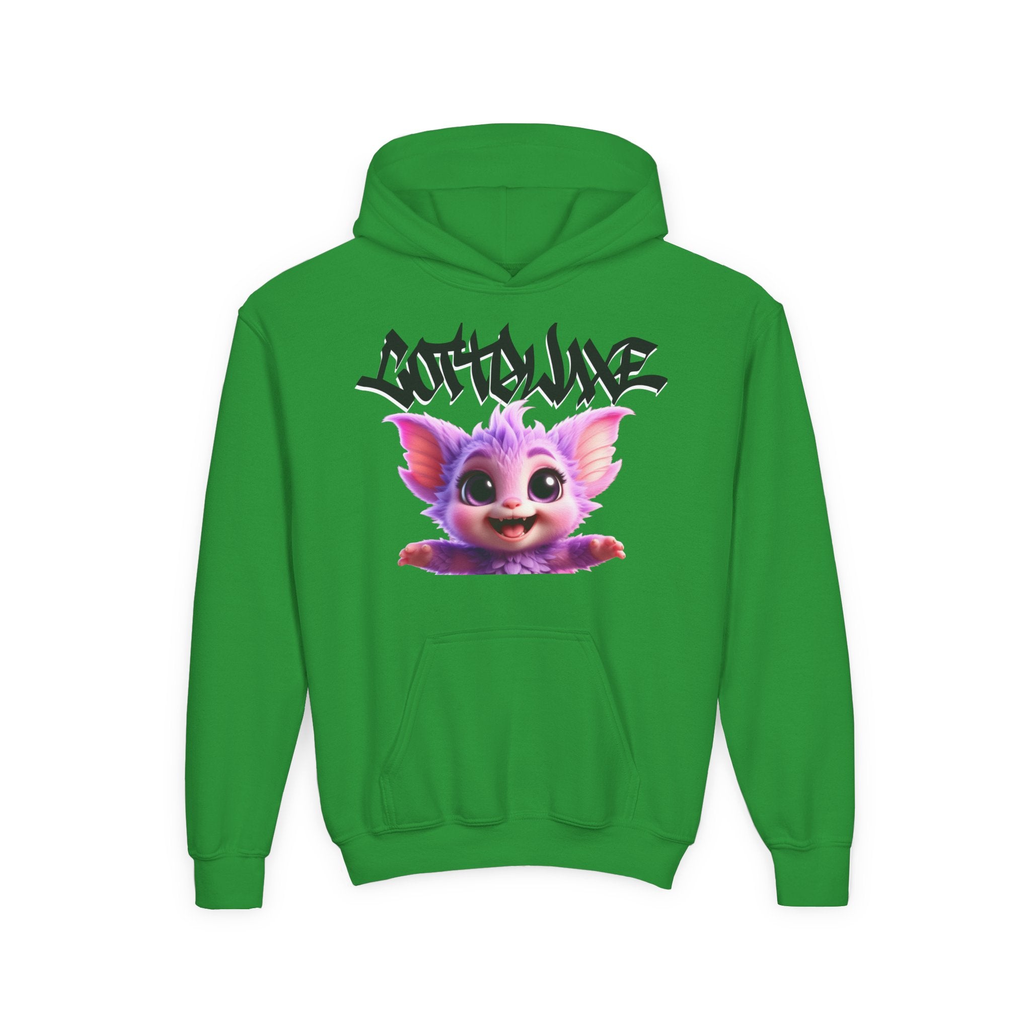 Cute Purple Bat Youth Hoodie — COTTOLUXE Cartoon Creature Graphic