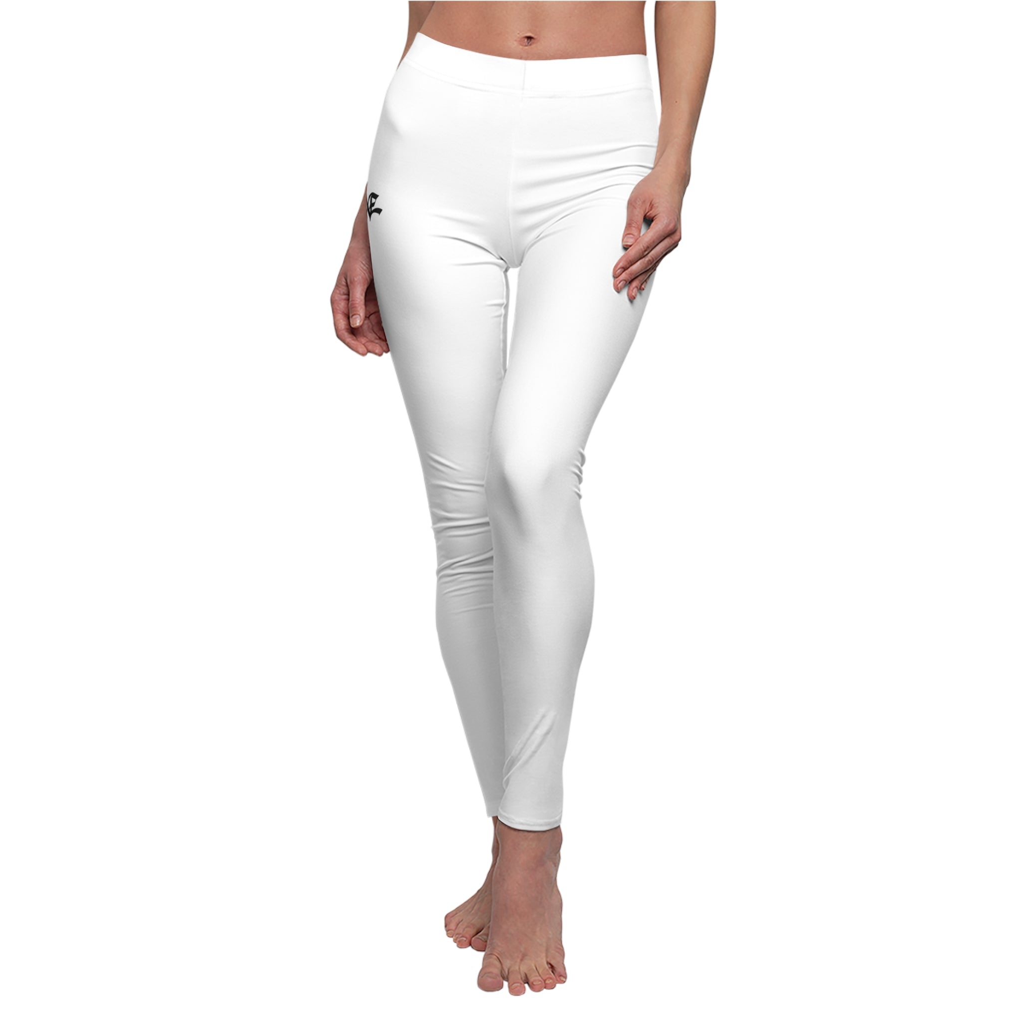 COTTOLUXE White Graffiti Print Women's Casual Leggings — Streetwear All-Over Print