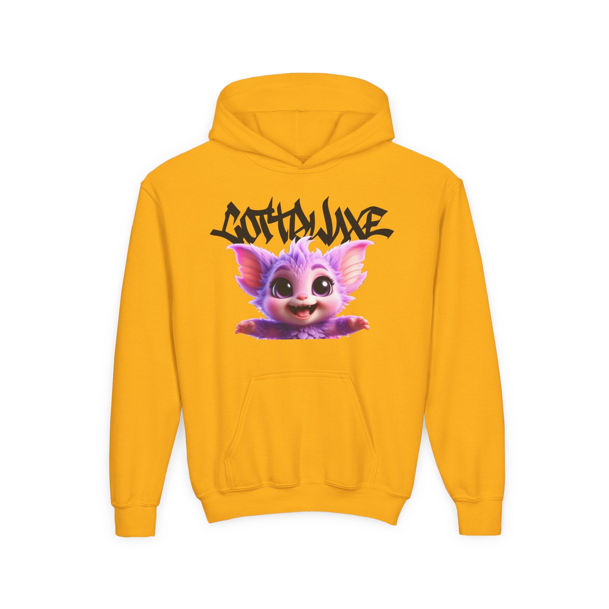 Cute Purple Bat Character Youth Hoodie | Cartoon Creature Graphic