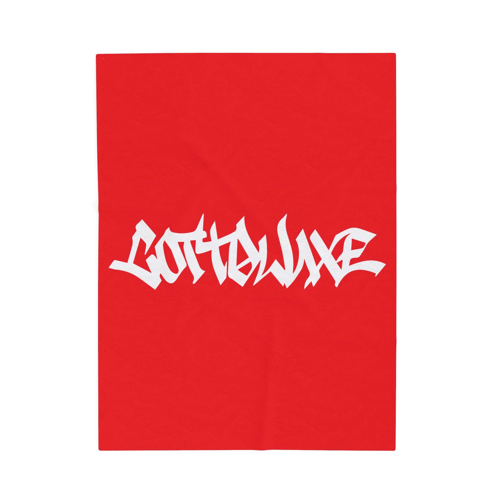 Gothique Script Logo Velveteen Plush Blanket, Black Graffiti Text, logo "COTTOLUXE"
