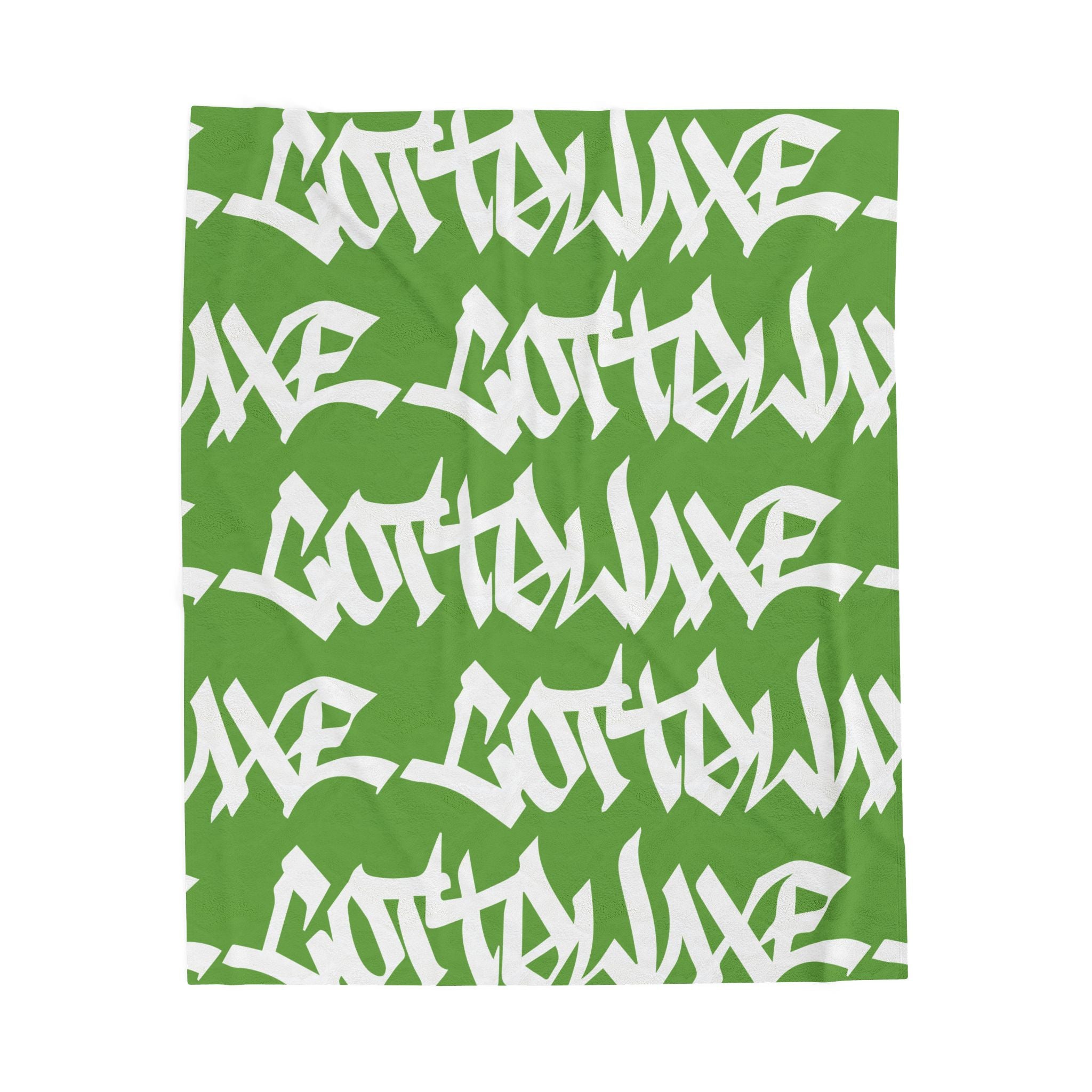 Gothique Script Logo Velveteen Plush Blanket, Black Graffiti Text, logo "COTTOLUXE"