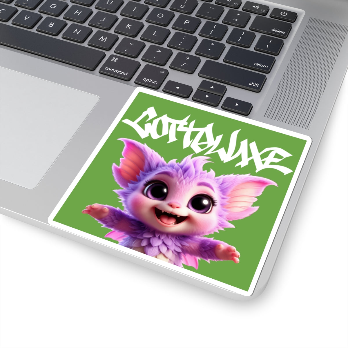 Cute Purple Furry Creature Kiss-Cut Sticker Square Laptop Decal COTTOLUXE