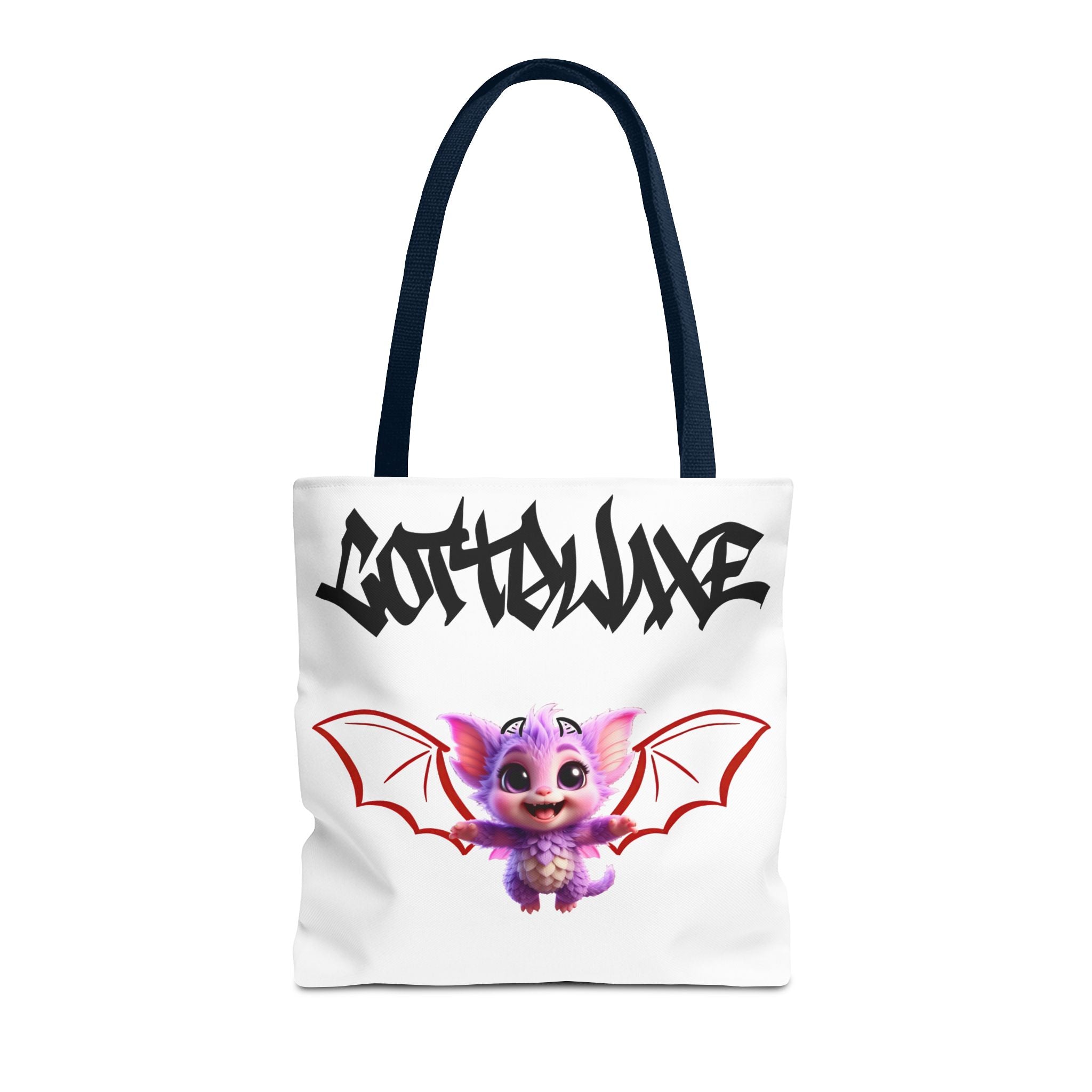 Cute Purple Bat Baby Tote Bag, Cute Green Dragon Tote Bag, logo "COTTOLUXE"