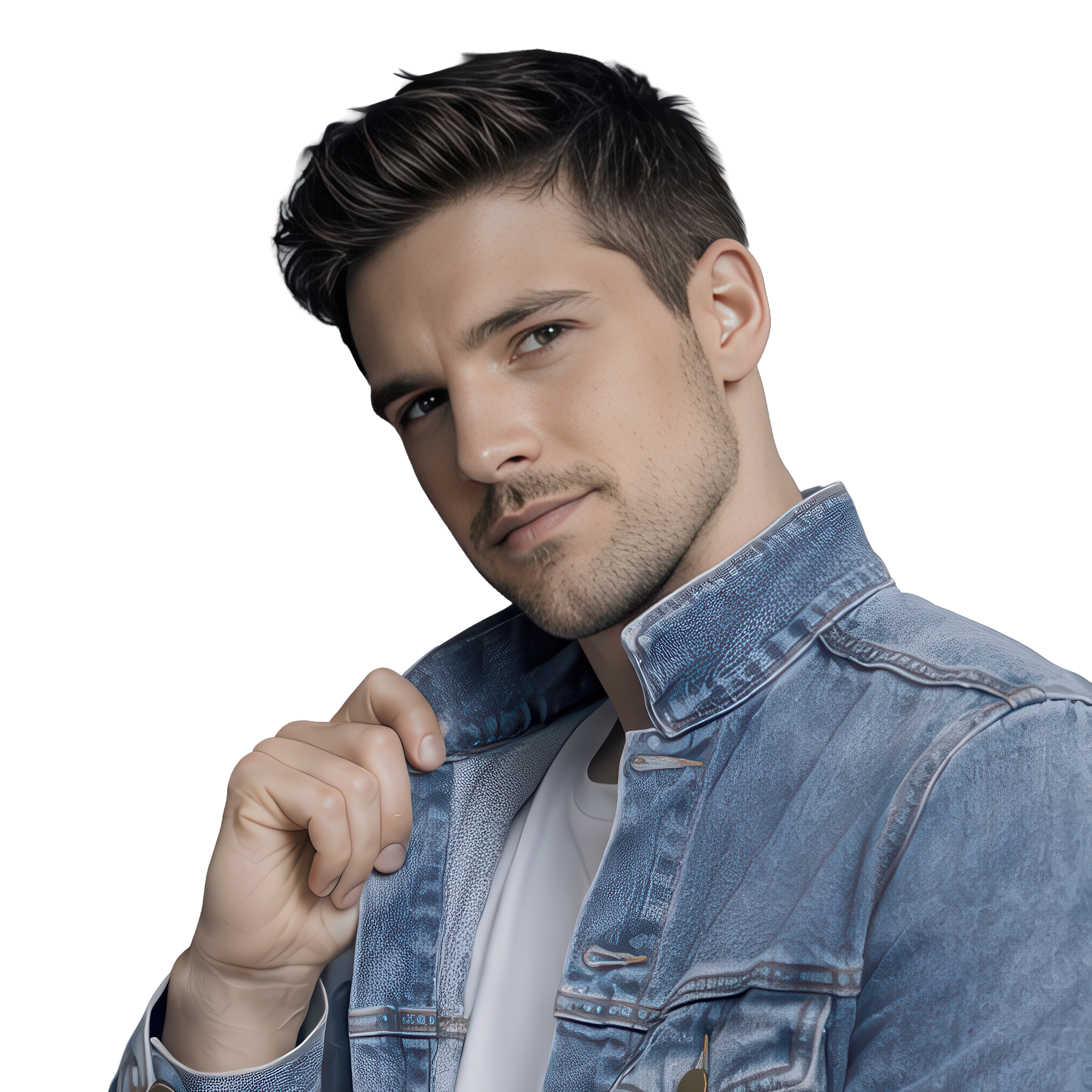 COTTOLUXE Denim Jacket with White Logo Graphic