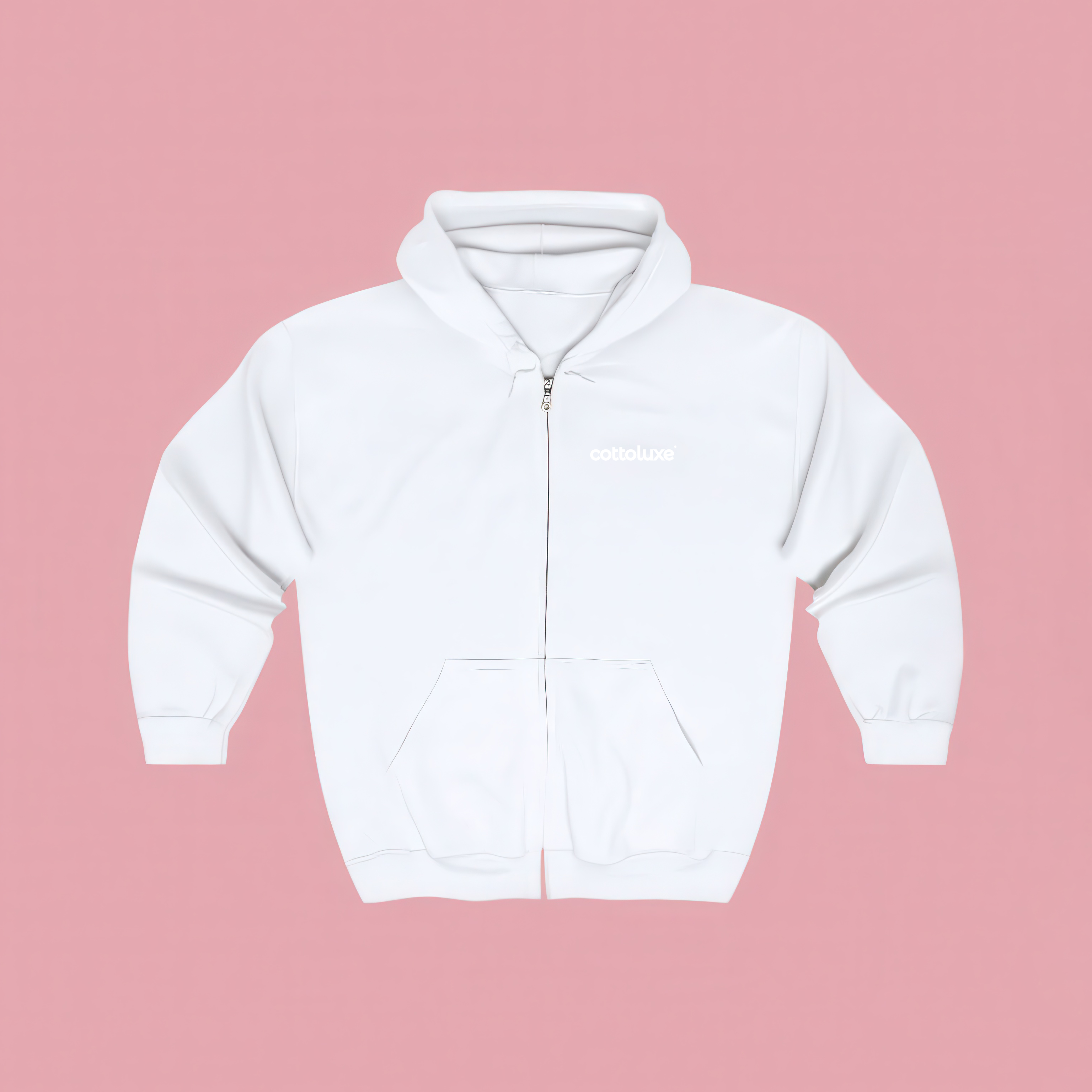 COTTOLUXE Full-Zip Chest Logo Hoodie