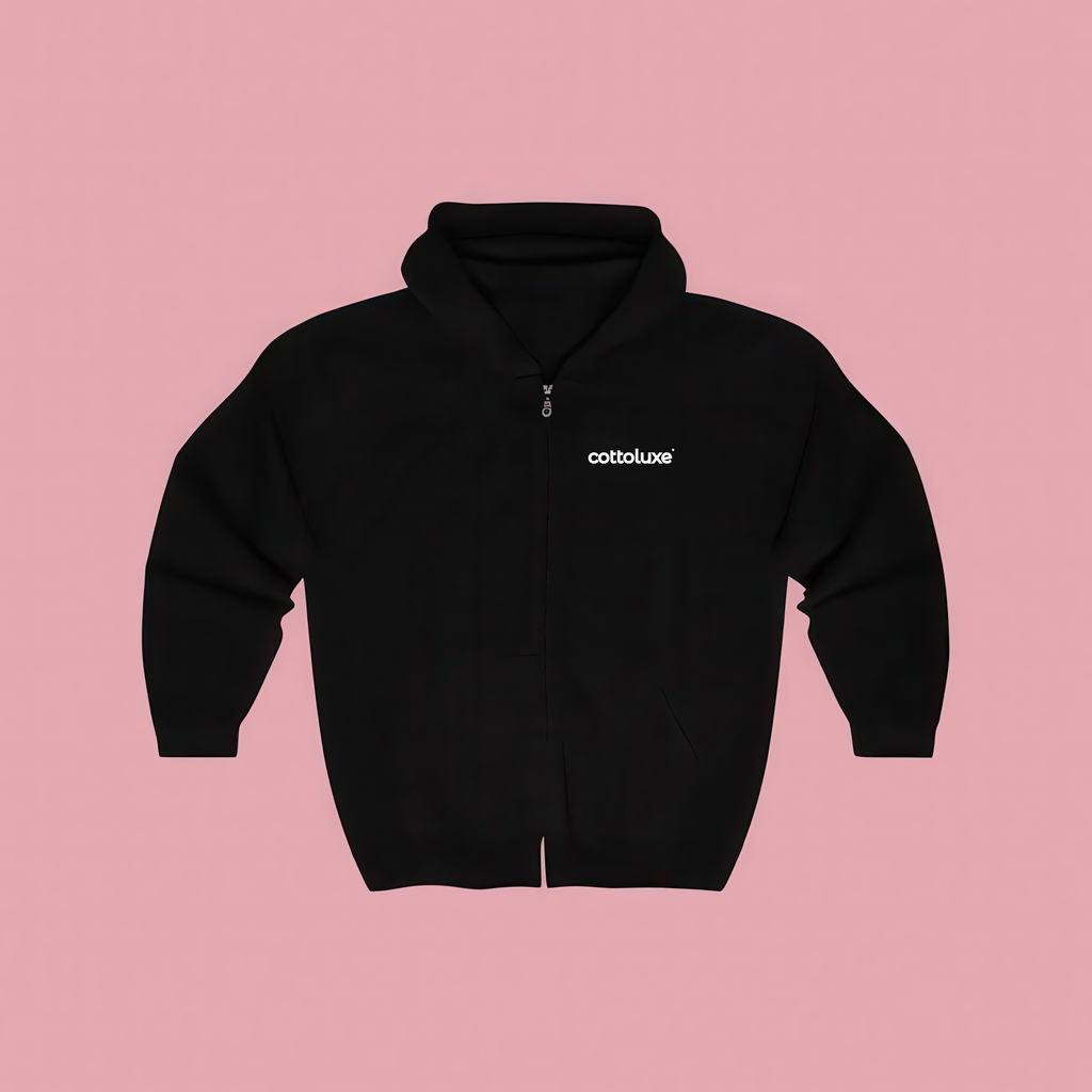COTTOLUXE Full-Zip Chest Logo Hoodie