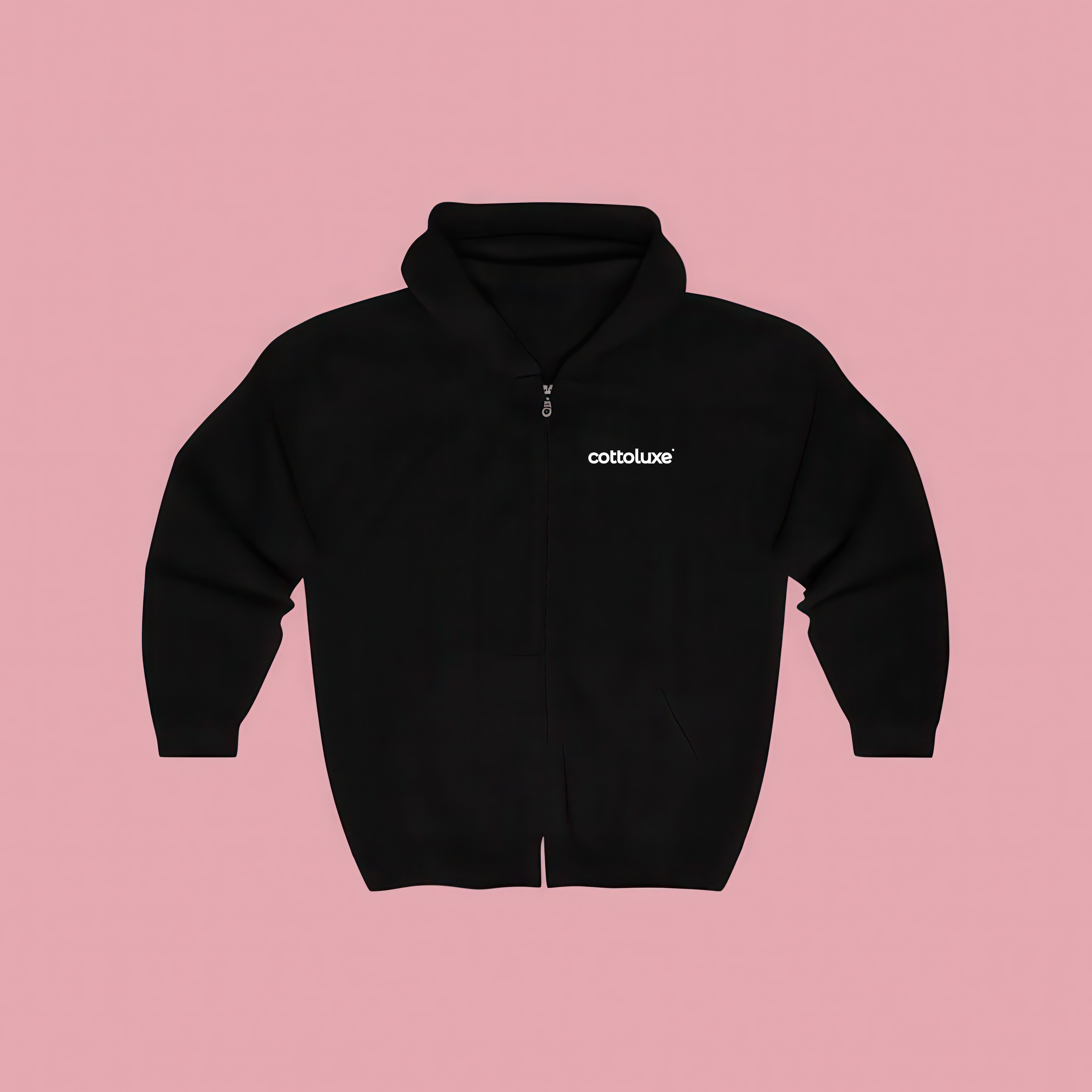 COTTOLUXE Full-Zip Chest Logo Hoodie