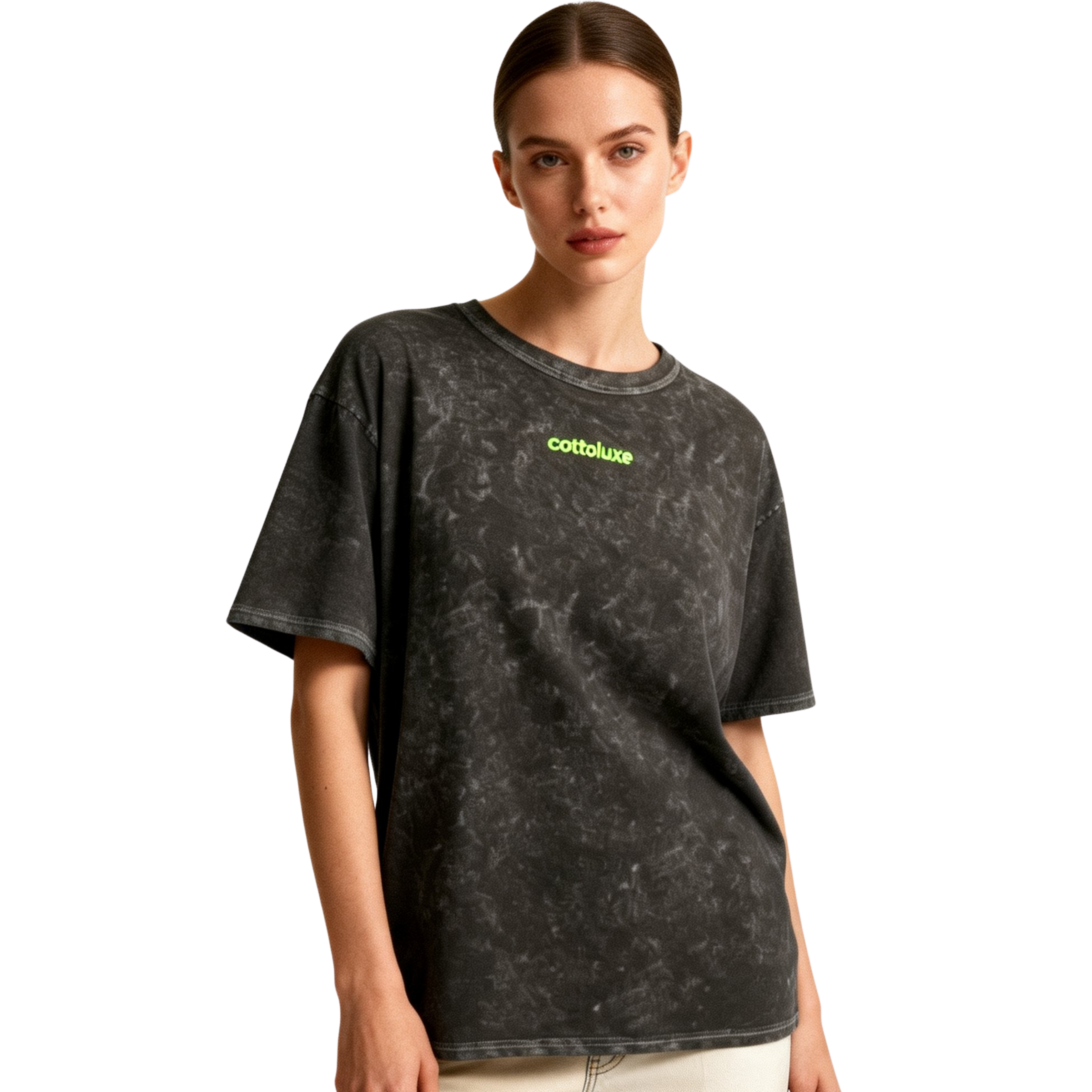 COTTOLUXE Neon Logo Mineral Wash T-Shirt