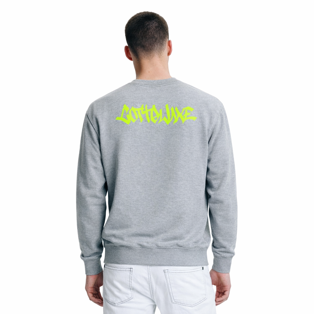 COTTOLUXE Signature Graffiti Logo Sweatshirt — Coral Crewneck with 'CottenLive' Back Print