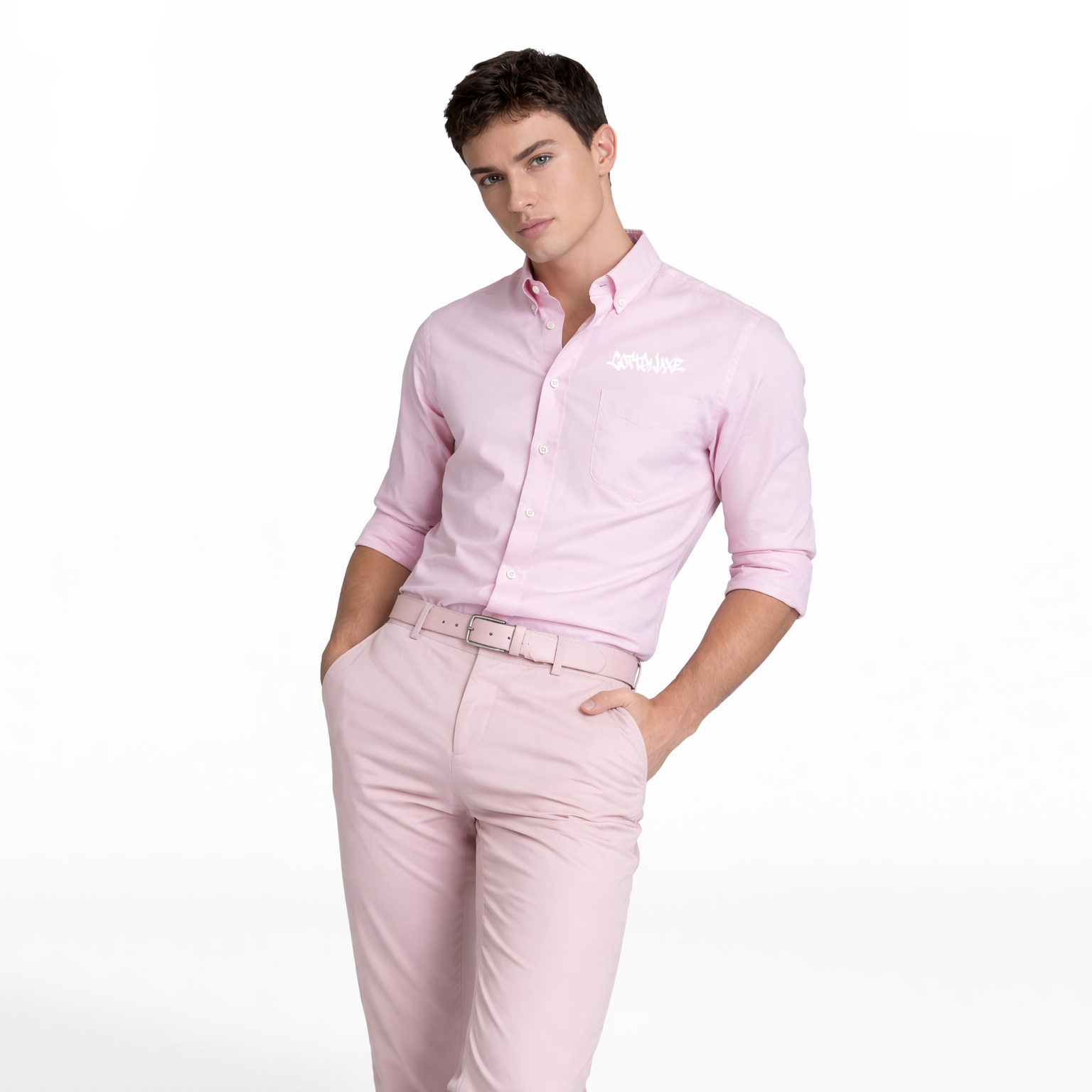 Embroidered Chest Long Sleeve Shirt COTTOLUXE