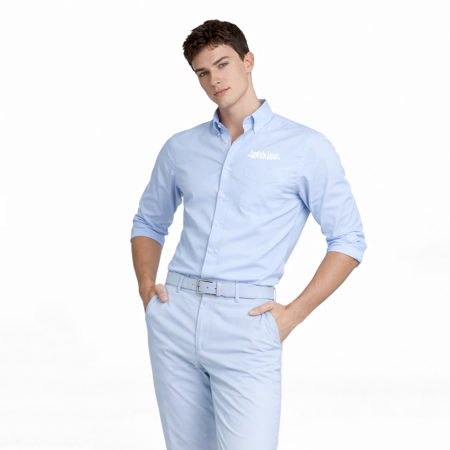 Embroidered Chest Long Sleeve Shirt COTTOLUXE