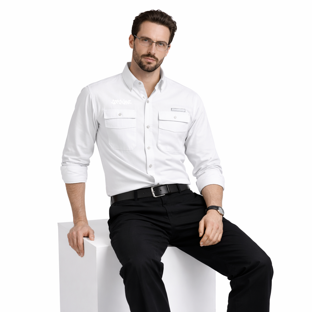 Embroidered Tamiami Fishing Shirt Long-Sleeve Pocket COTTOLUXE