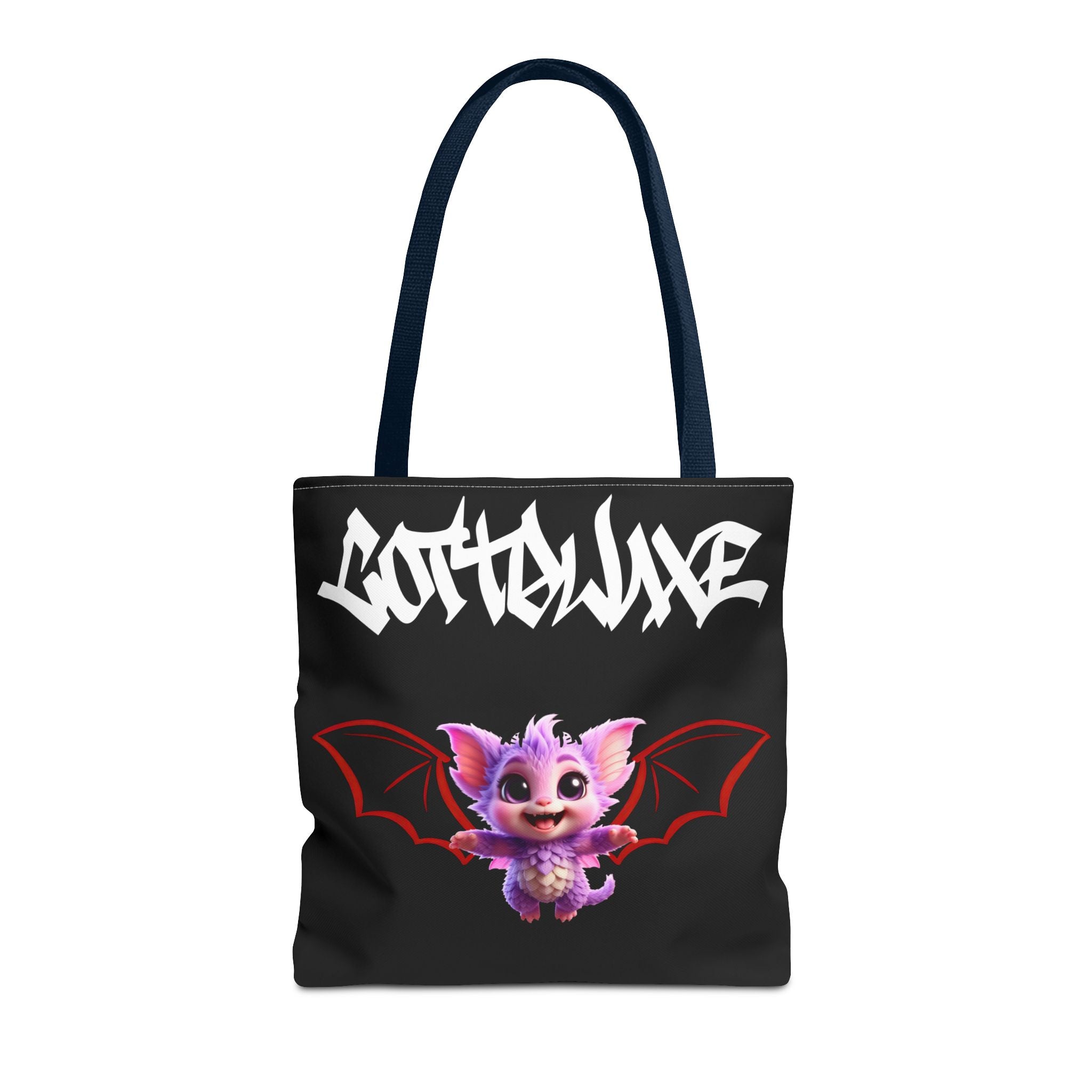 Cute Purple Bat Baby Tote Bag, Cute Green Dragon Tote Bag, logo "COTTOLUXE"