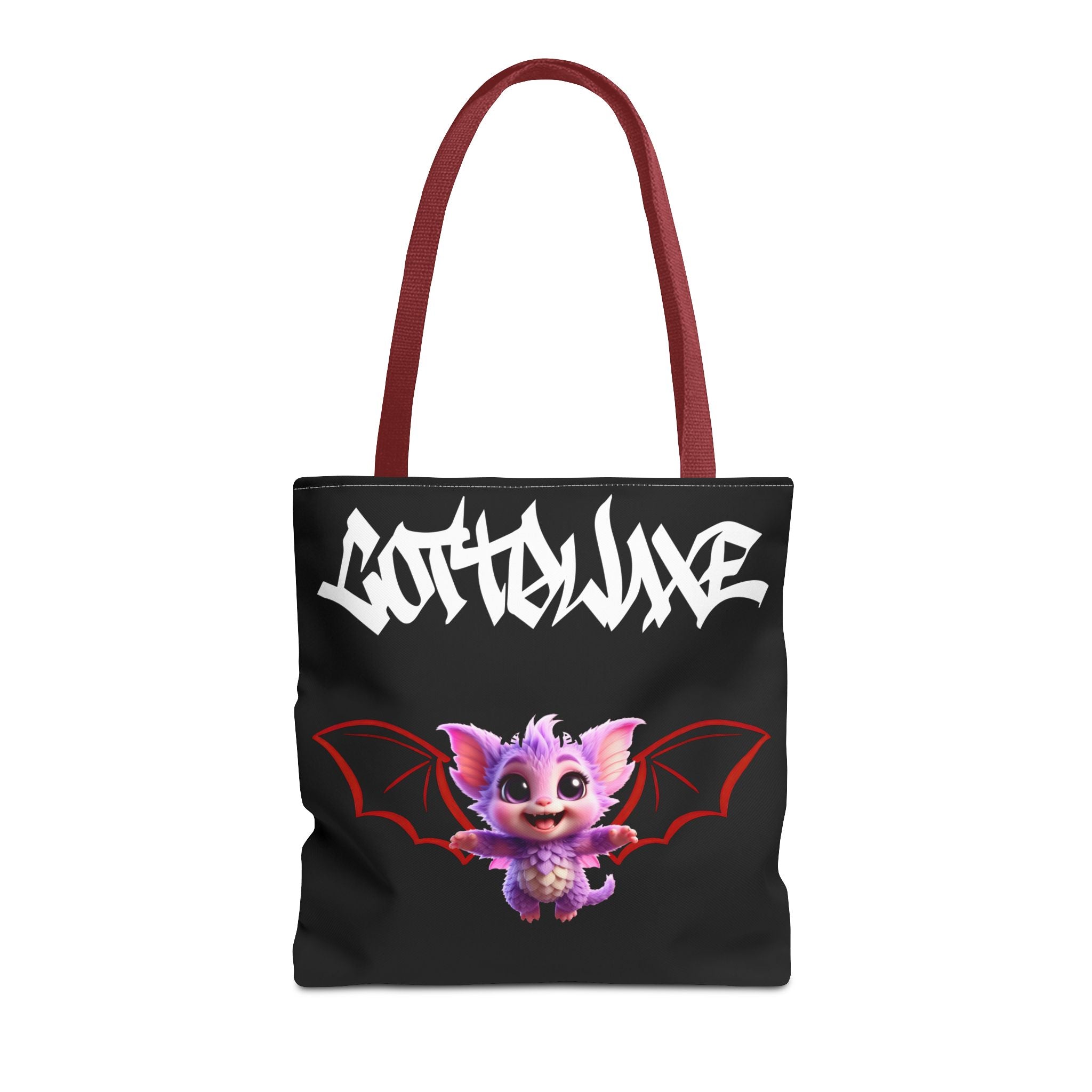 Cute Purple Bat Baby Tote Bag, Cute Green Dragon Tote Bag, logo "COTTOLUXE"