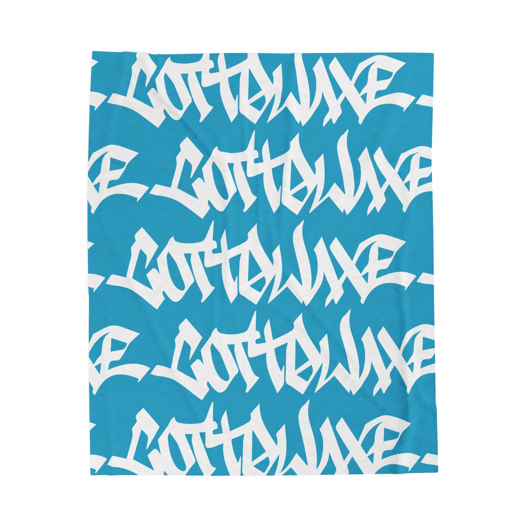 Gothique Script Logo Velveteen Plush Blanket, Black Graffiti Text, logo "COTTOLUXE"