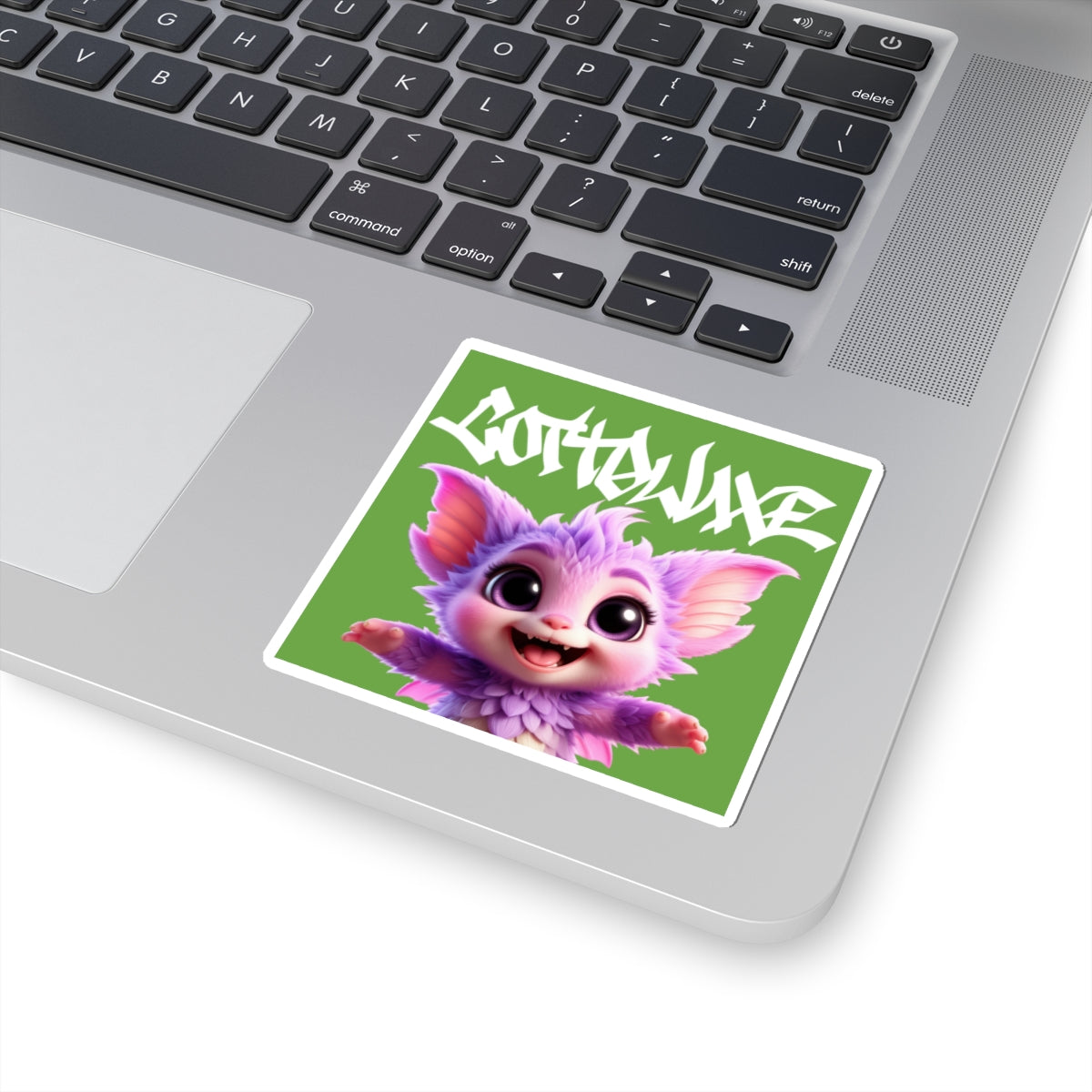 Cute Purple Furry Creature Kiss-Cut Sticker Square Laptop Decal COTTOLUXE