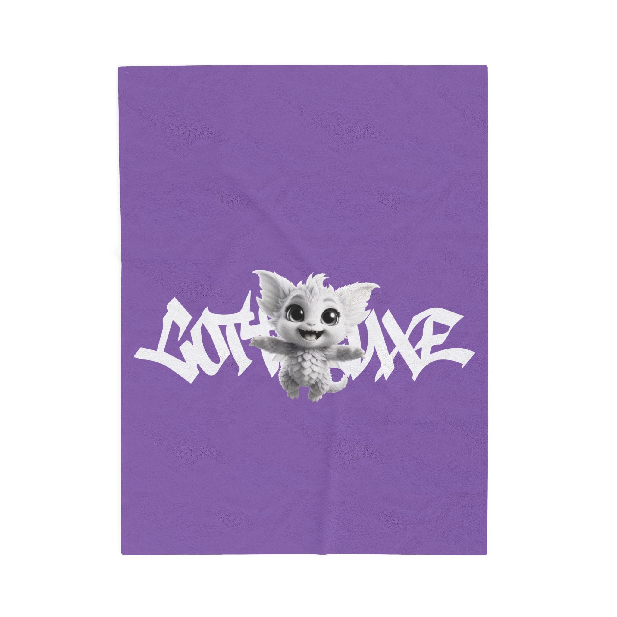 Gothique Script Logo Velveteen Plush Blanket, White Graffiti Text, logo "COTTOLUXE"