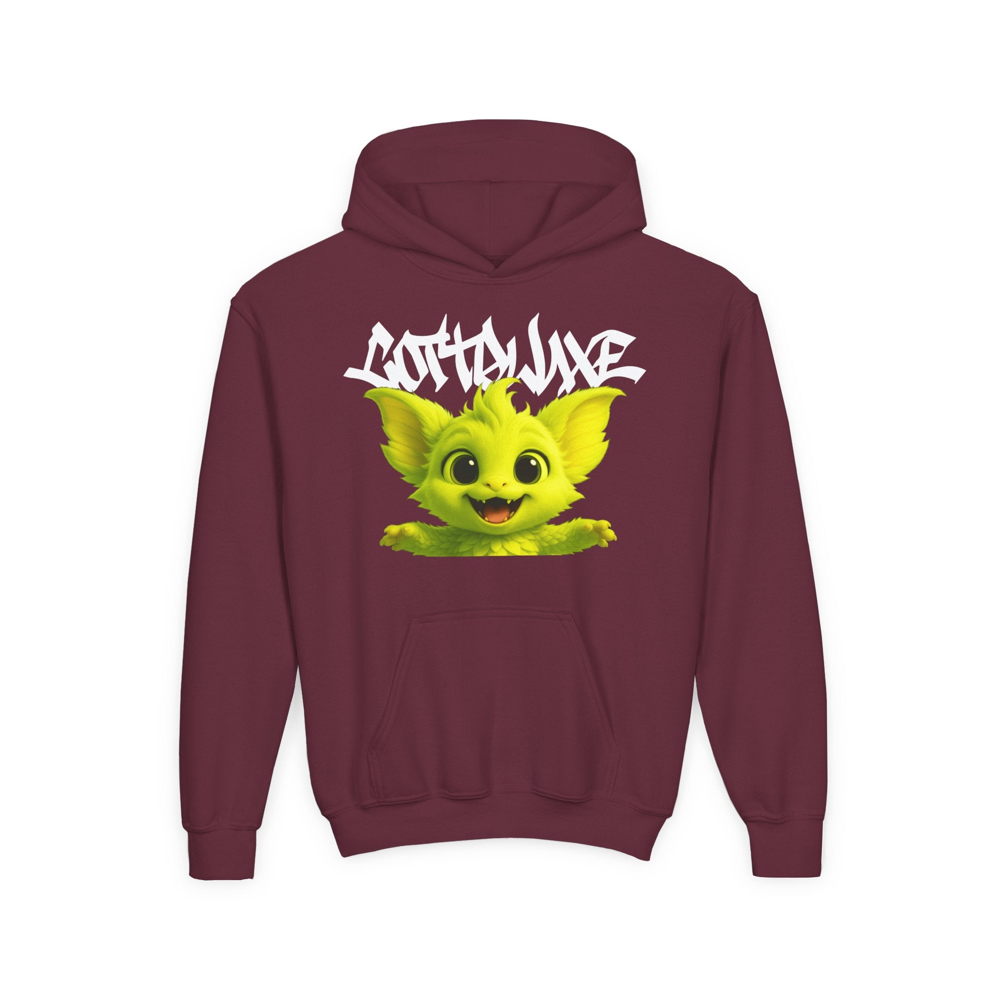 Cute Purple Bat Character Youth Hoodie | Cartoon Creature Graphic