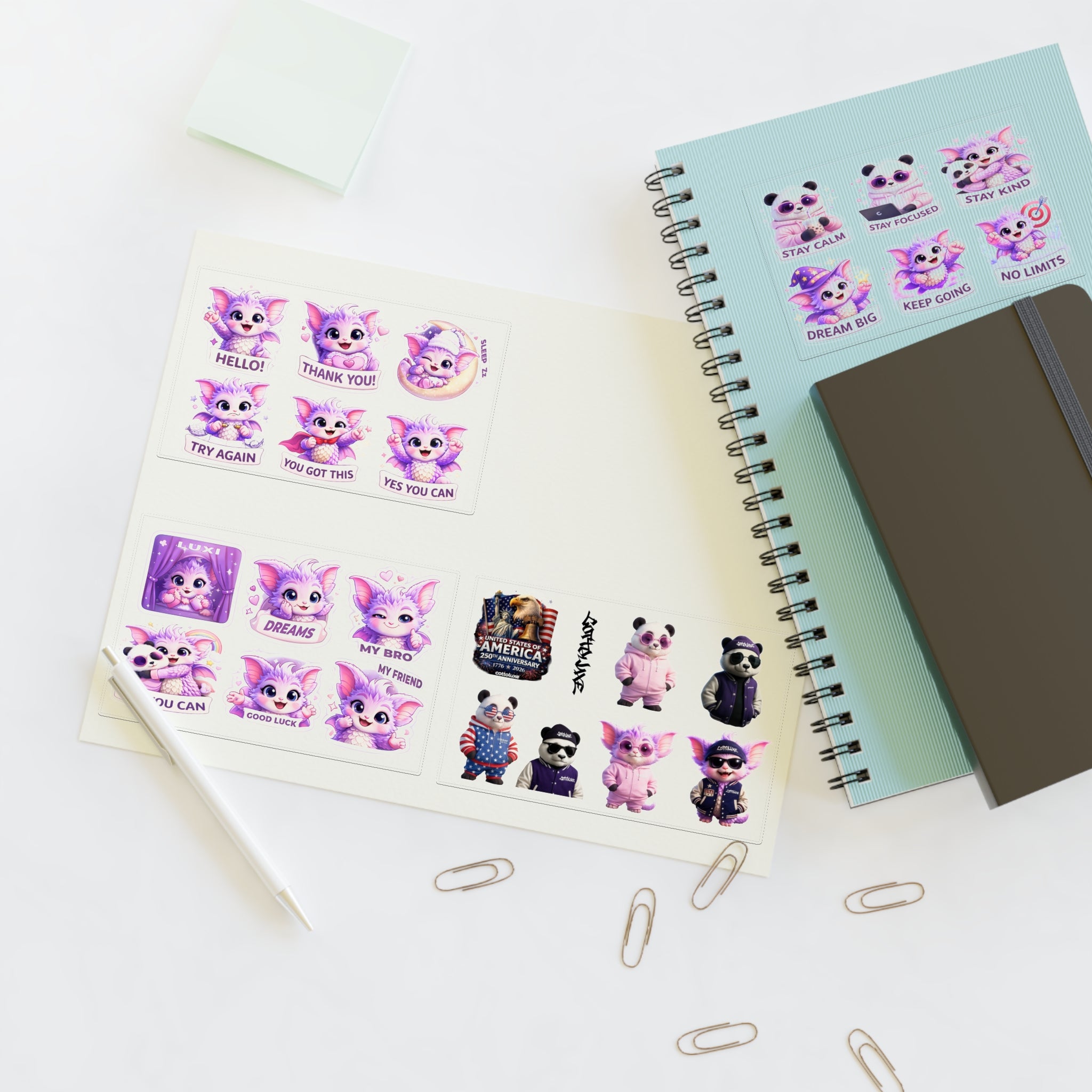 COTTOLUXE Cute Purple Yume Kawaii Sticker Sheets
