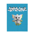 Gothique Script Logo Velveteen Plush Blanket, White Graffiti Text, logo "COTTOLUXE"
