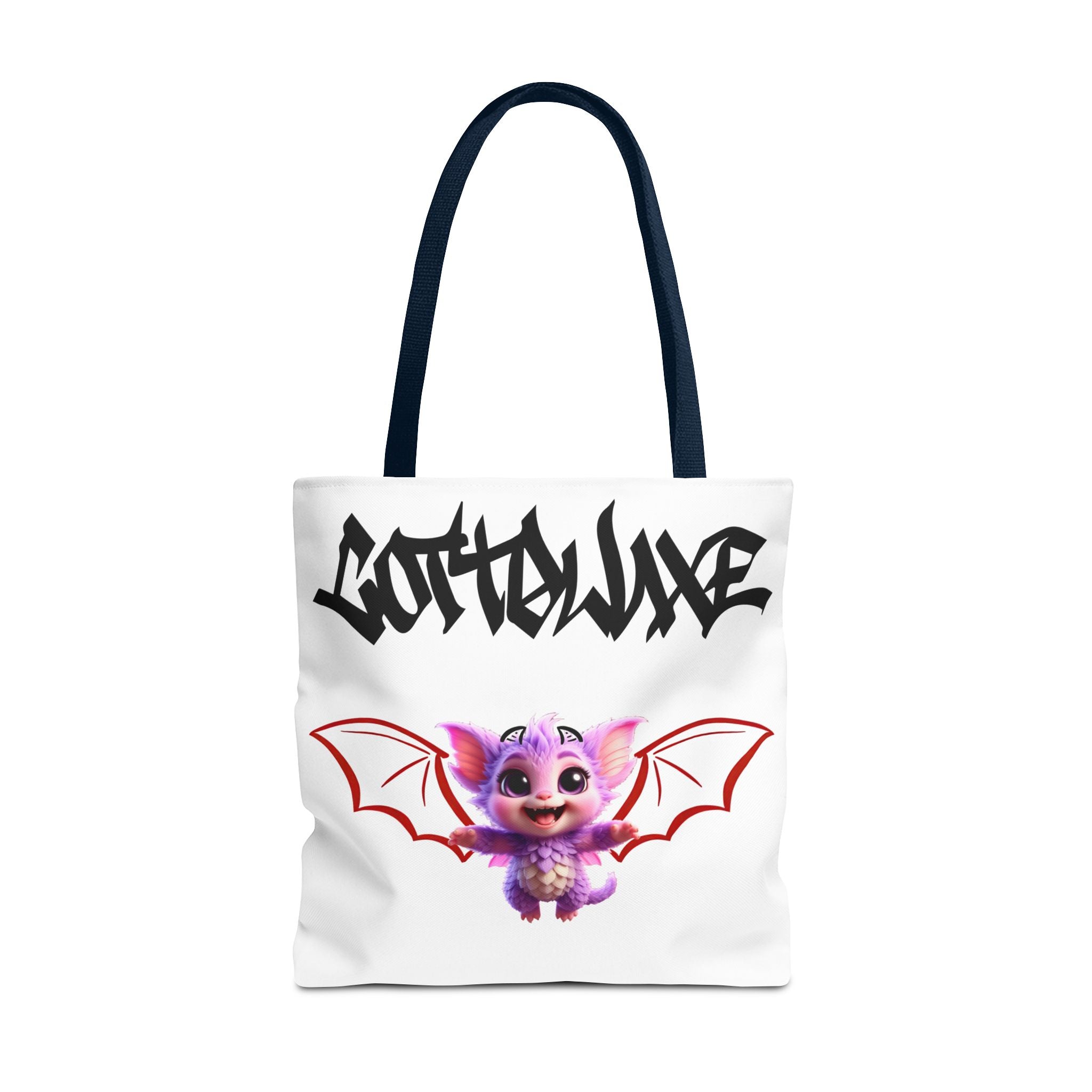 Cute Purple Bat Baby Tote Bag, Cute Green Dragon Tote Bag, logo "COTTOLUXE"