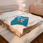 Gothique Script Logo Velveteen Plush Blanket, White Graffiti Text, logo "COTTOLUXE"