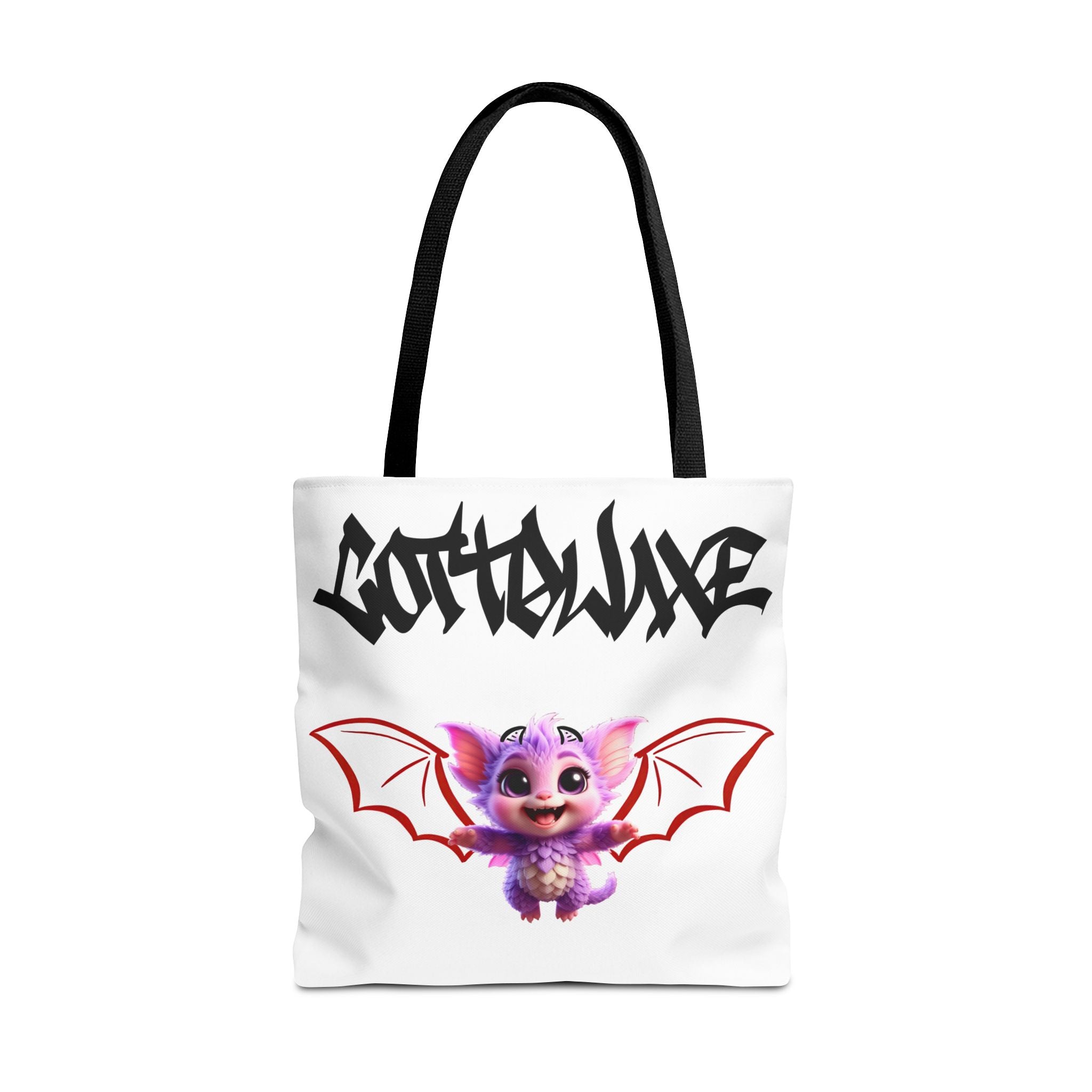 Cute Purple Bat Baby Tote Bag, Cute Green Dragon Tote Bag, logo "COTTOLUXE"