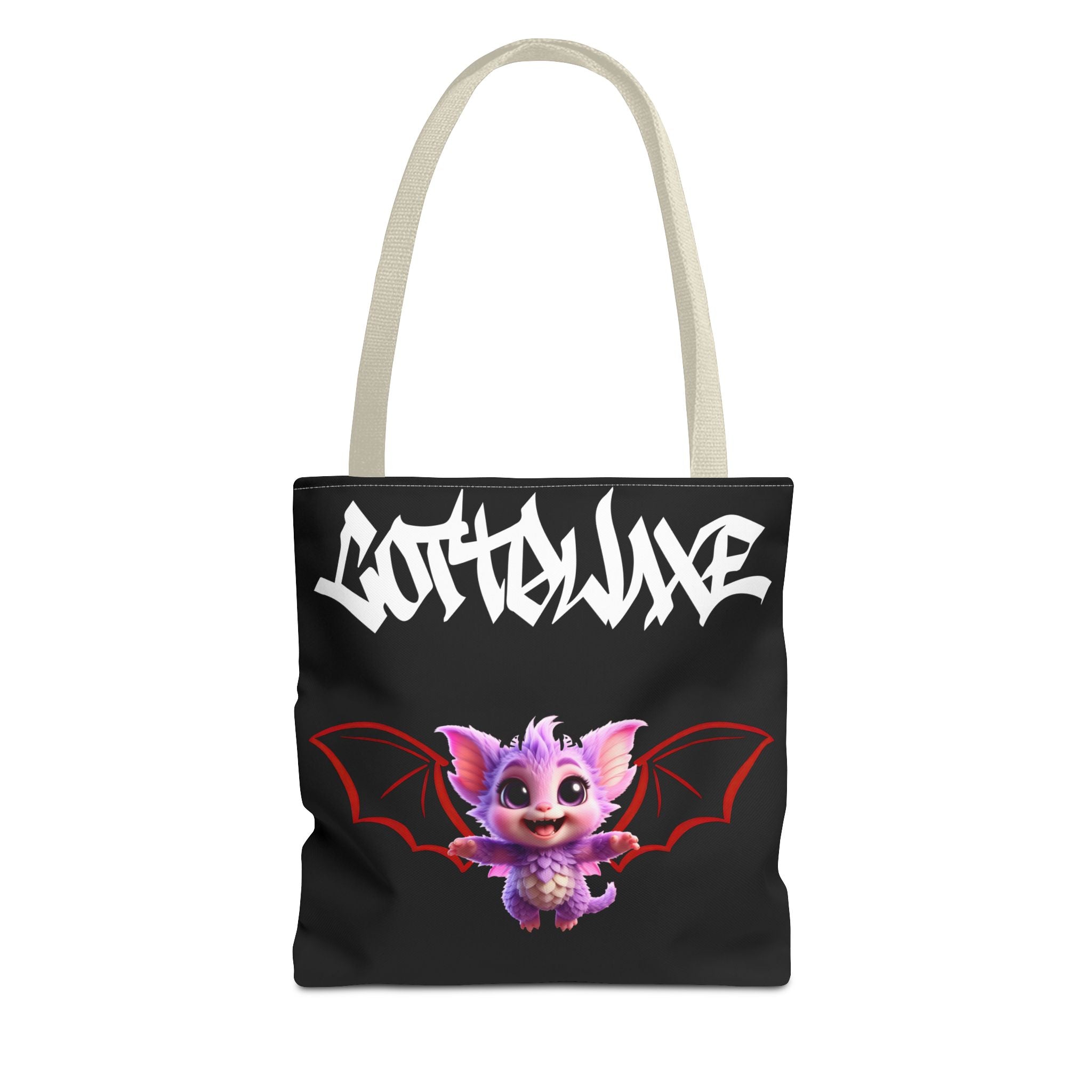 Cute Purple Bat Baby Tote Bag, Cute Green Dragon Tote Bag, logo "COTTOLUXE"